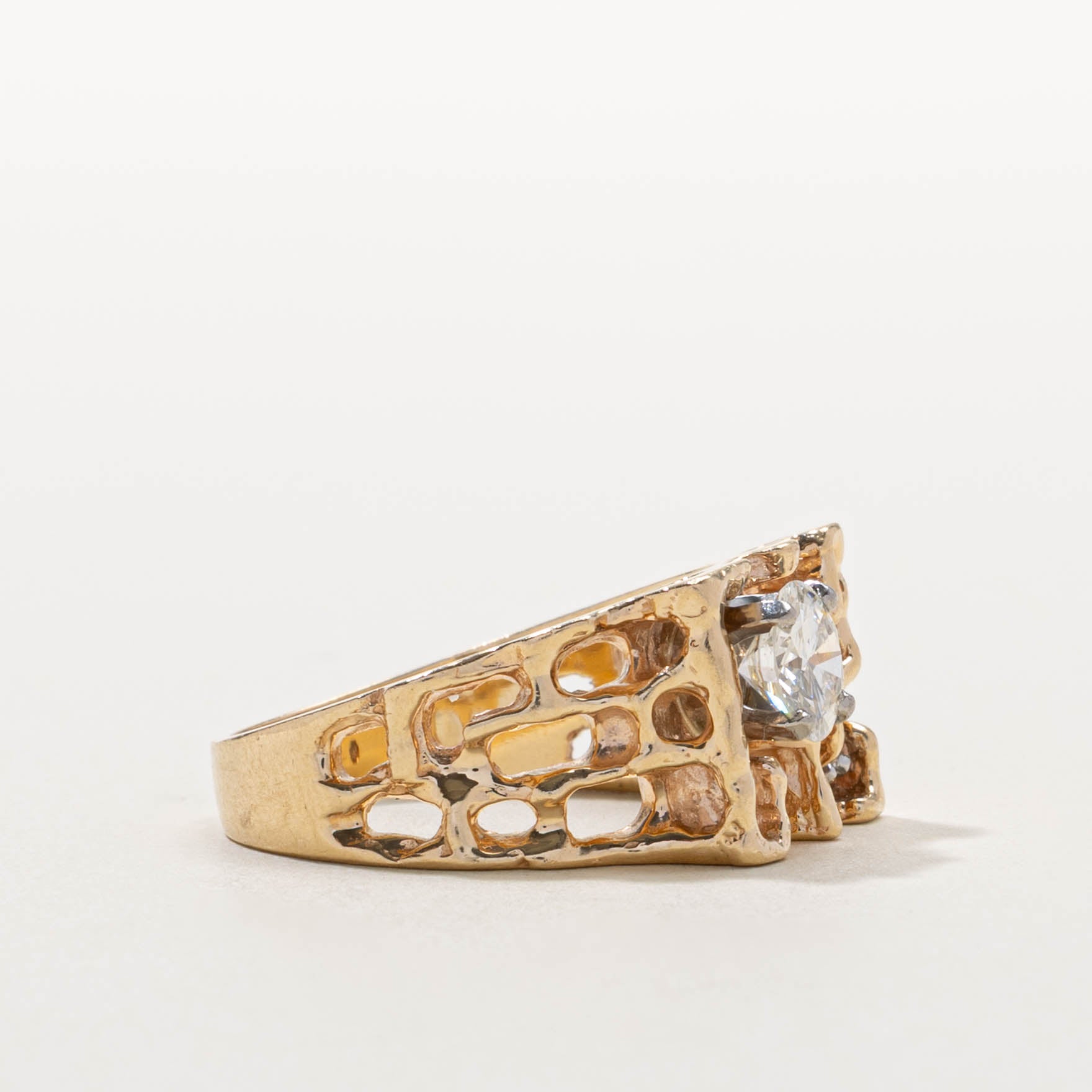 14k Diamond Brutalist Cocktail Ring | 1.13ctw | SZ 10.5