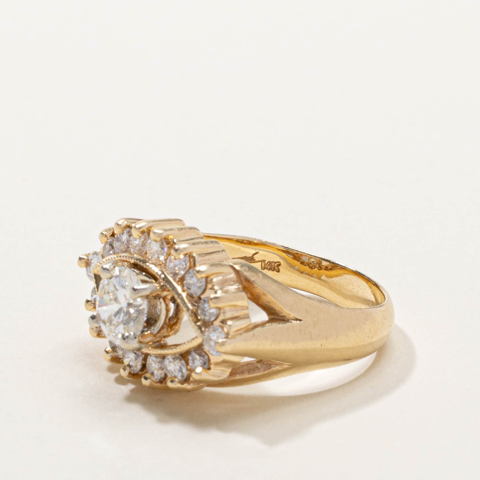 14k Diamond Eye Halo Ring | 1.66ctw | SZ 7.75