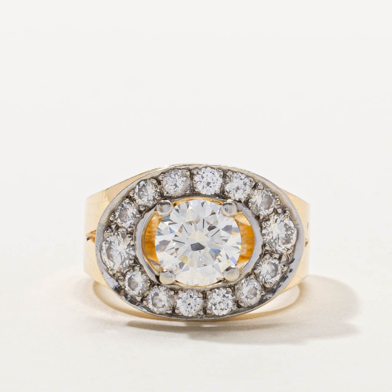 14k Diamond Eye Halo Ring | 1.84ctw | SZ 4.5