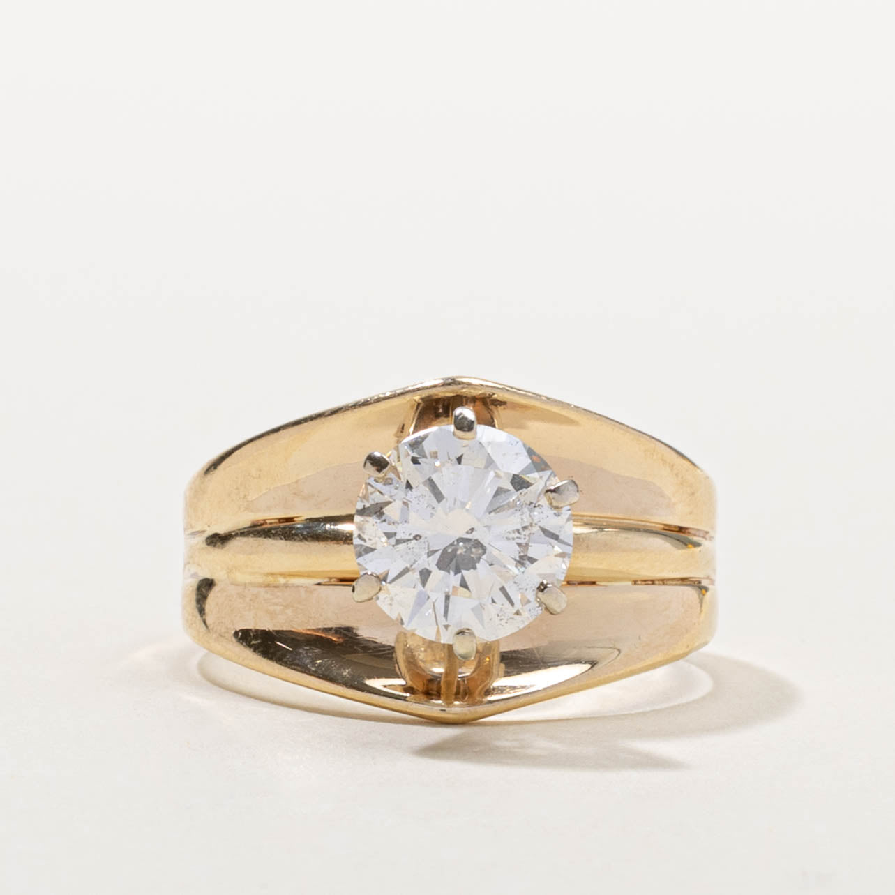 14k Solitaire Diamond Dome Ring | 2.15ct I1/I2 H | SZ 8.75