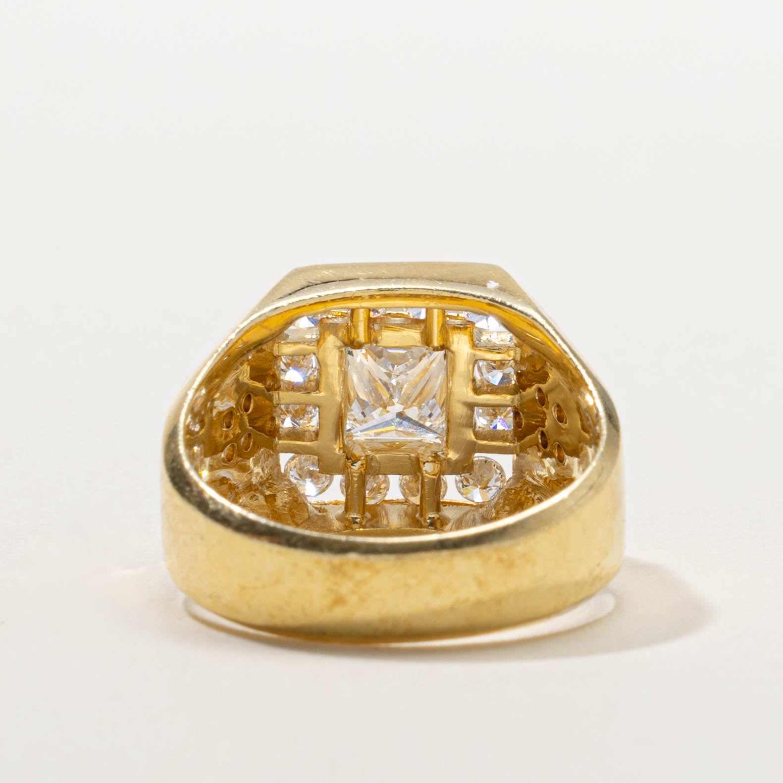 18k Channel Set Diamond Halo Signet Ring | 1.55ctw | SZ 7