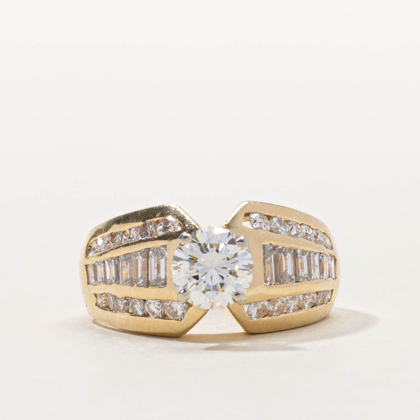 14k Multi Row Baguette Cut Diamond Dome Ring | 2.61ctw | SZ 7.5