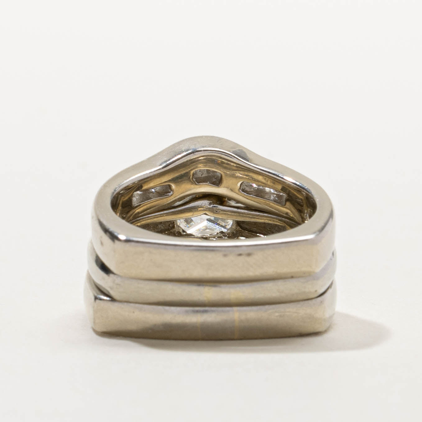 18k Channel Set Diamond Bridal Ring Set | 1.45ctw | SZ 6.75