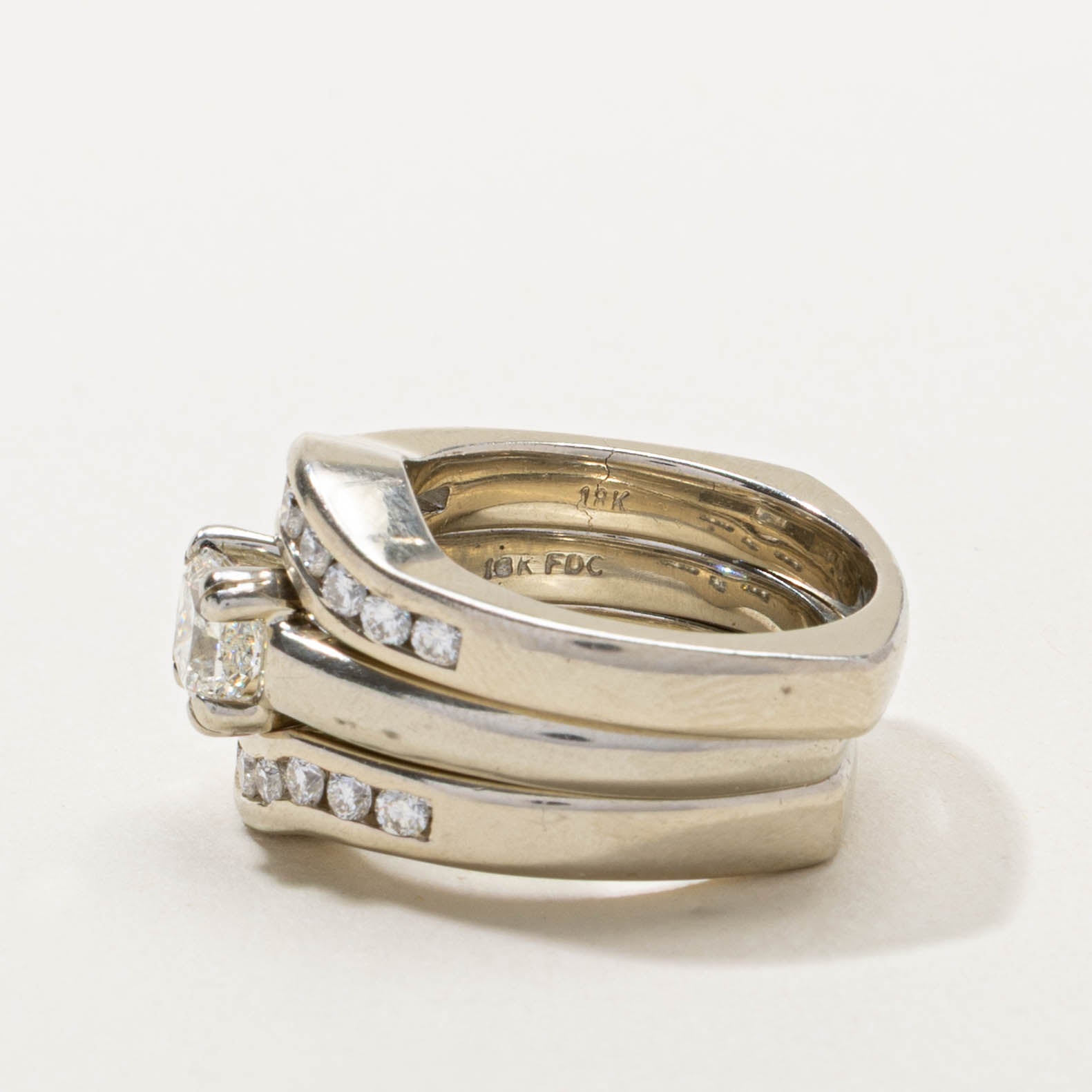 18k Channel Set Diamond Bridal Ring Set | 1.45ctw | SZ 6.75