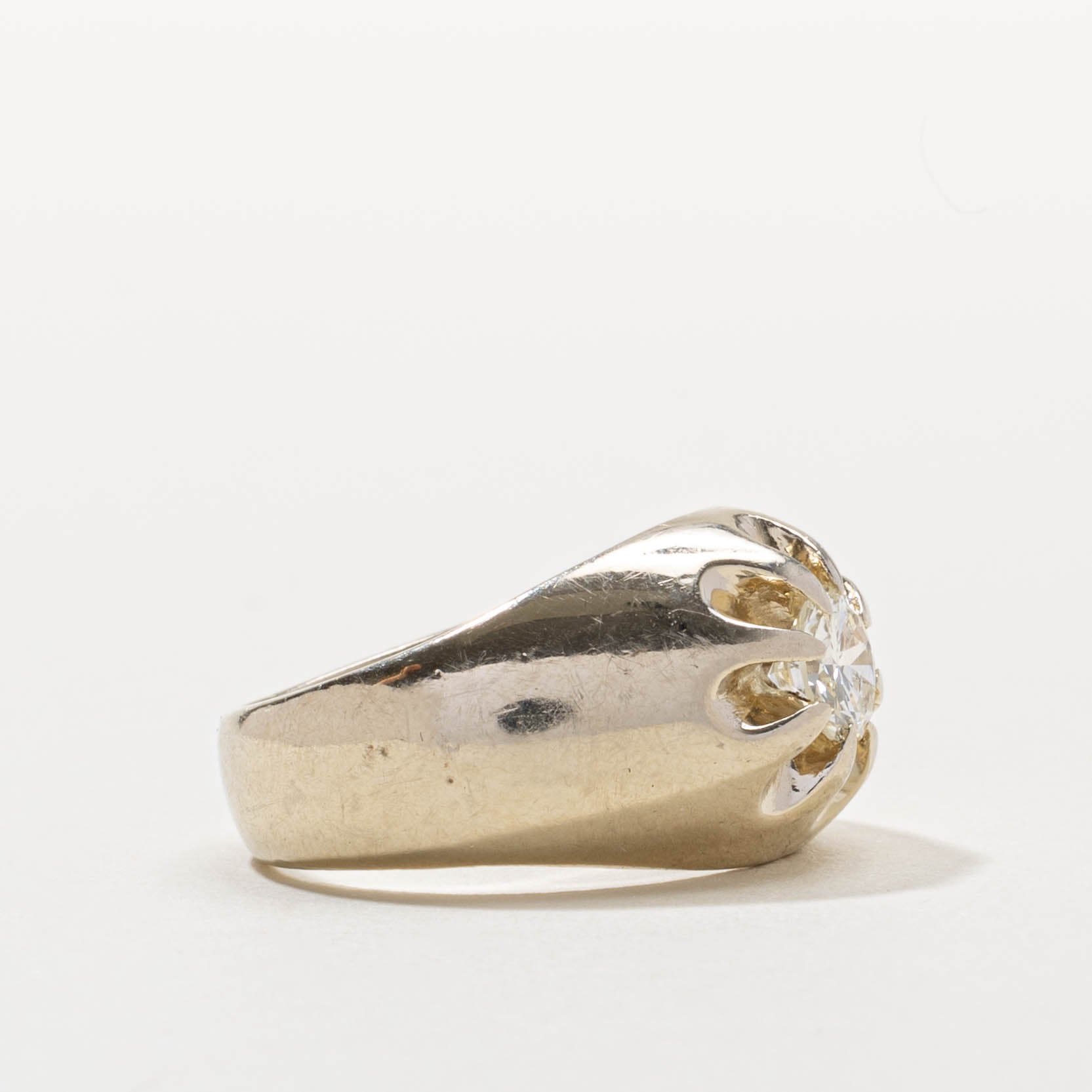 18k Belcher Set Diamond Dome Ring | 0.90ct SI2 H/I | SZ 8.75