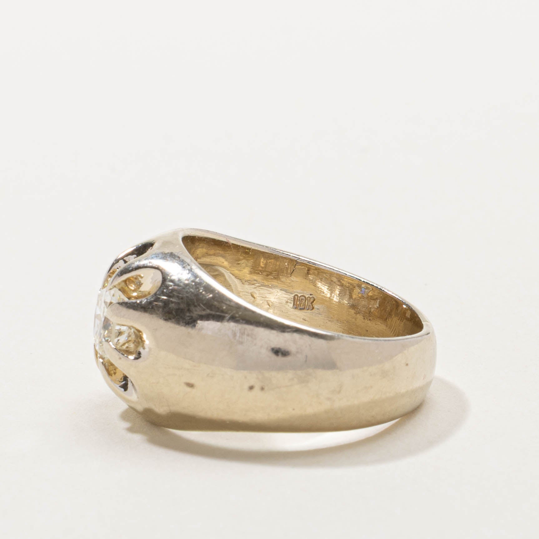 18k Belcher Set Diamond Dome Ring | 0.90ct SI2 H/I | SZ 8.75