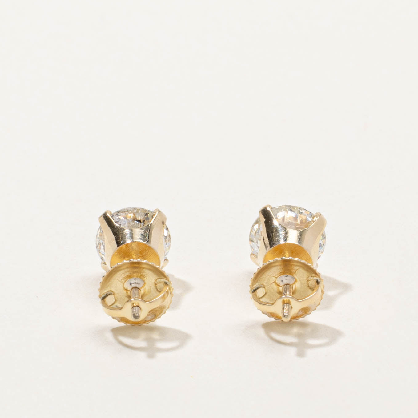 14k Solitaire Diamond Studs | 2.00ctw I1/I2 I/J