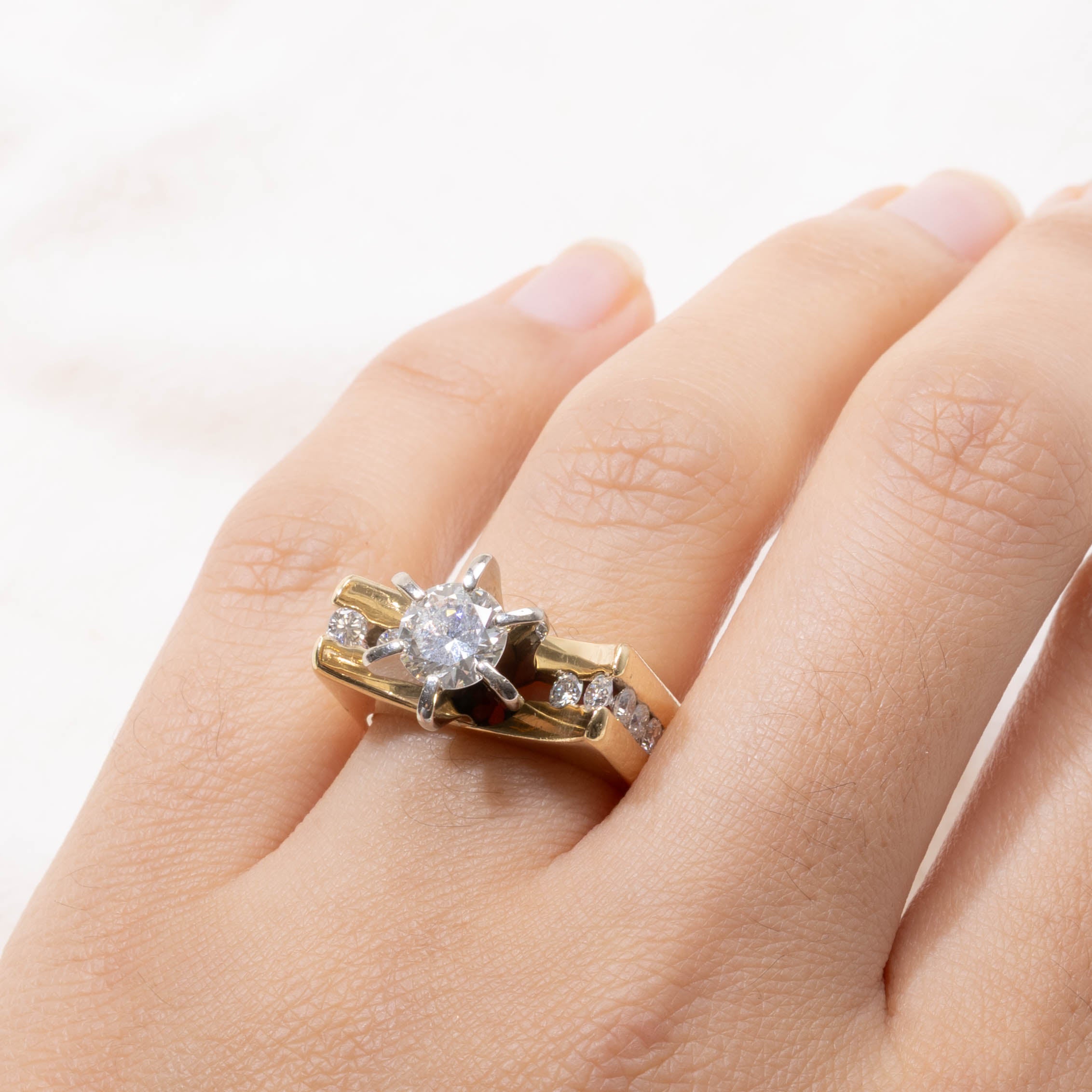 18k Six Prong Diamond Grooved Ring | 1.80ctw | SZ 4.25