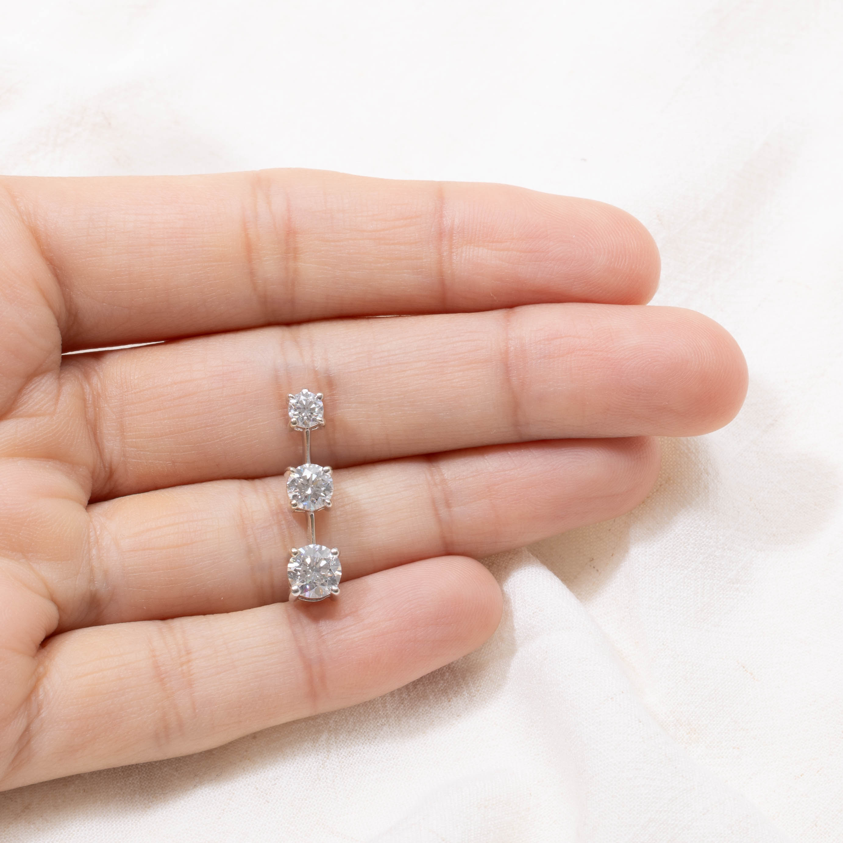 14k Three Stone Diamond Column Pendant | 1.28ctw