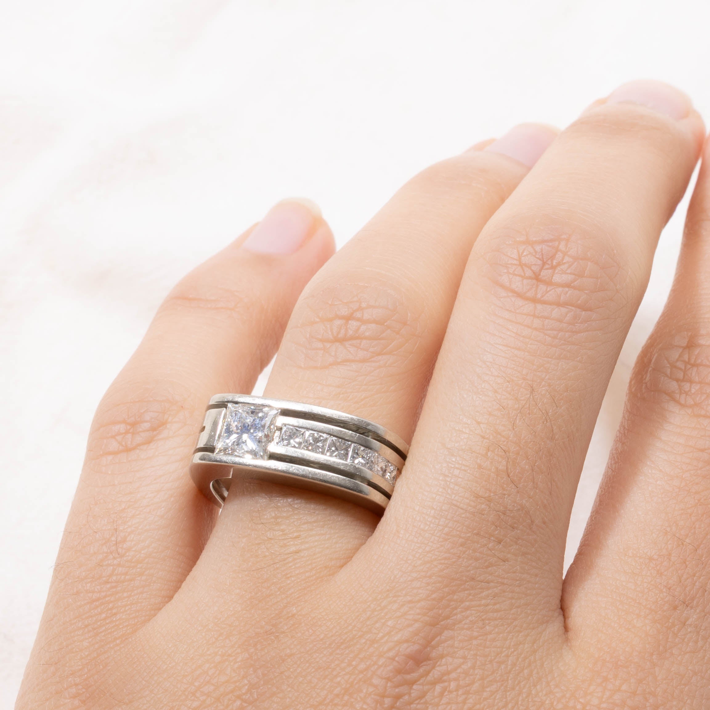 19k Princess Cut Diamond Soft Square Abstract Ring | 2.20ctw | SZ 8.25