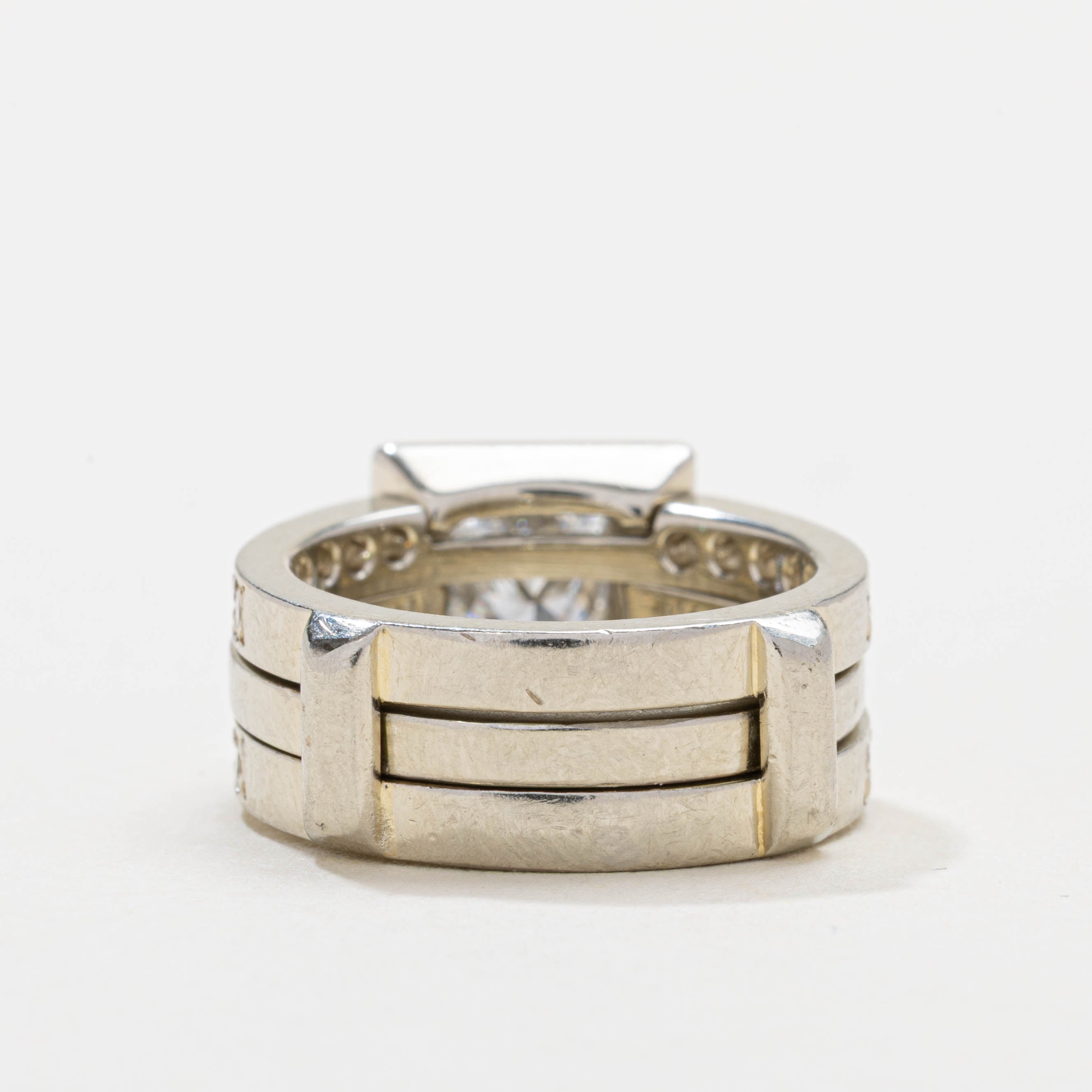 Alliance en diamant taille princesse certifiée GIA | 1,0 ct VS1 D, 1,14 ct au total | Taille 5,0