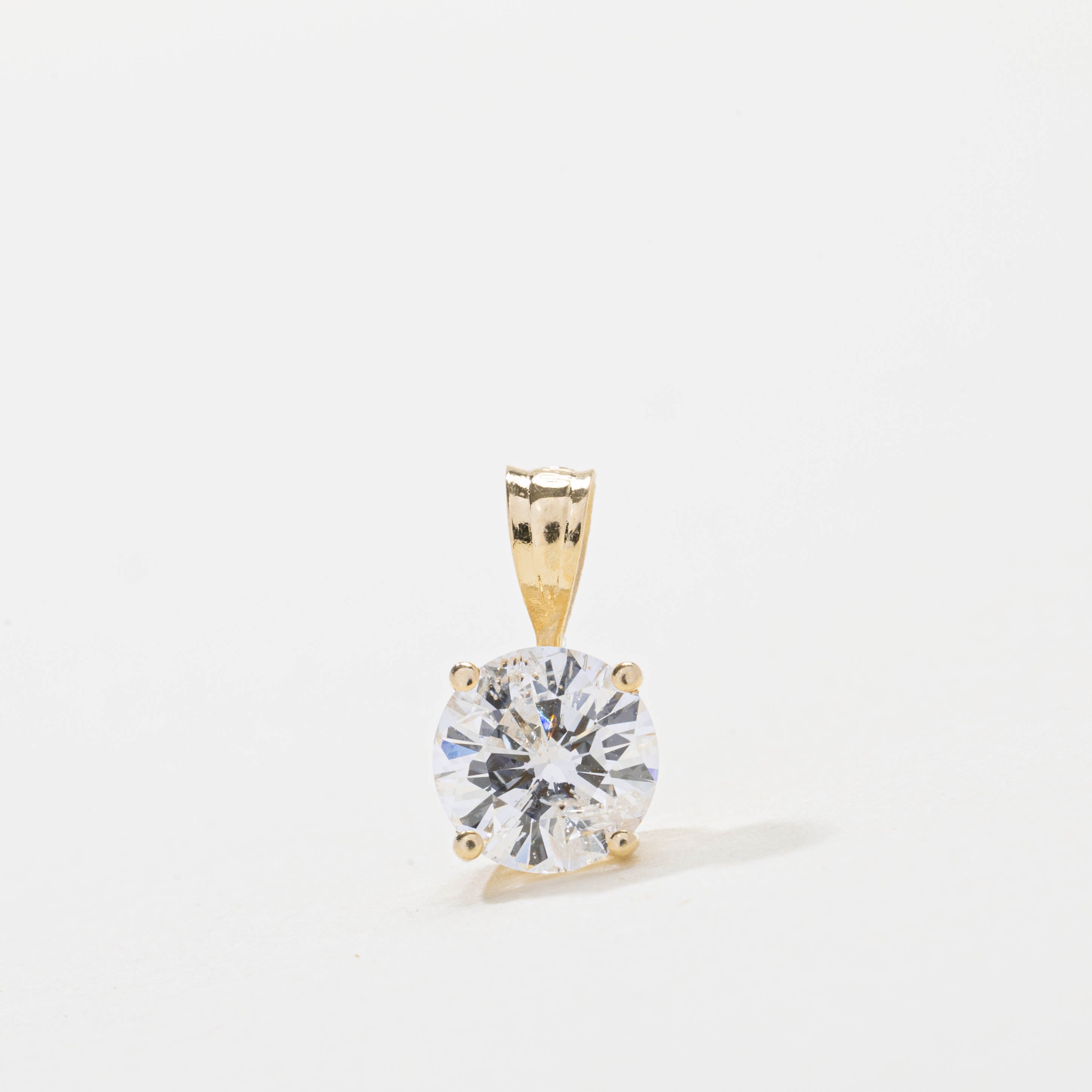 14K Solitaire Diamond Pendant | 1.22ct I2 H