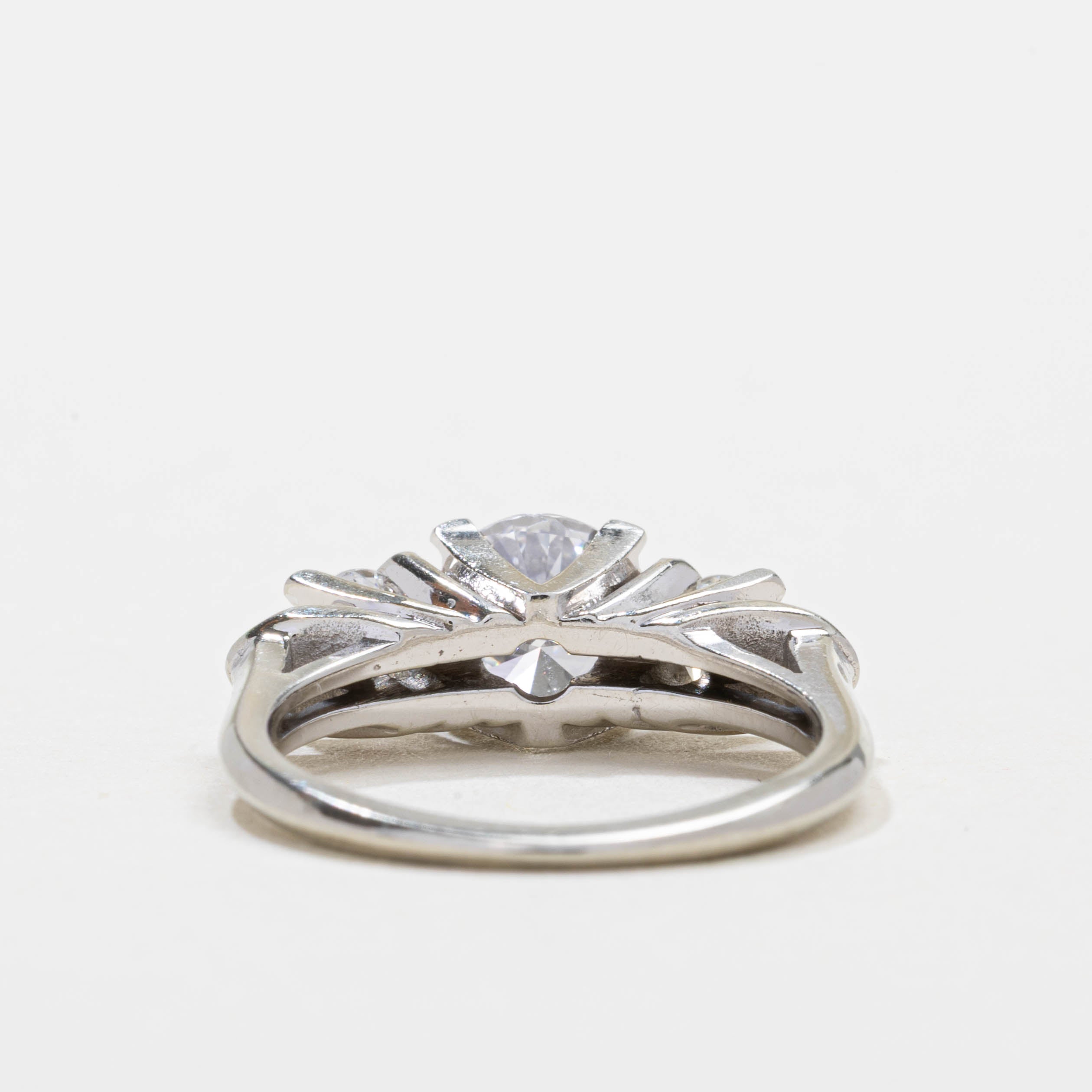 18K White Gold Three Stone Diamond Ring | 1.07ct VVS2 F/G, 0.48ctw | SZ 5.25
