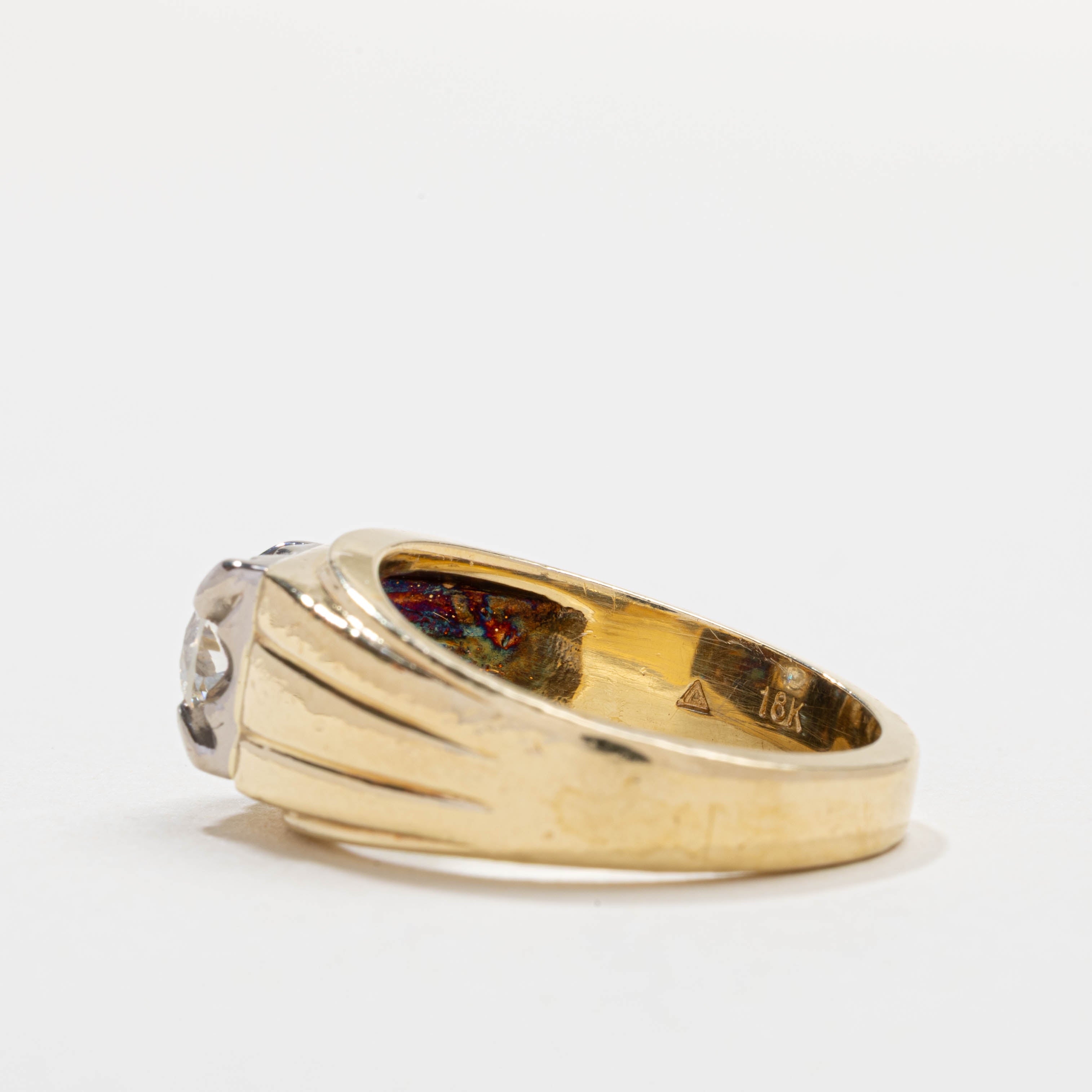 Bague solitaire en or 18 carats avec diamant rainuré | 1,0 ct VS1 H | Taille 9,5