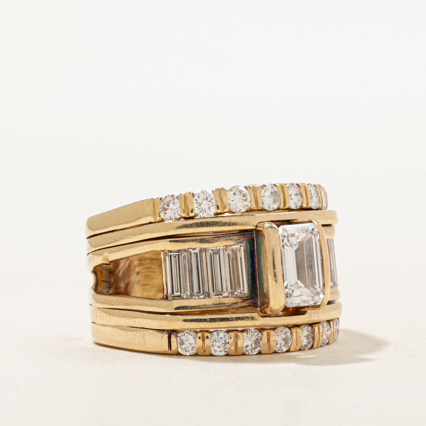 Emerald Cut Diamond Accented Chunky Engagement Ring | 3.19ctw | SZ 8.75