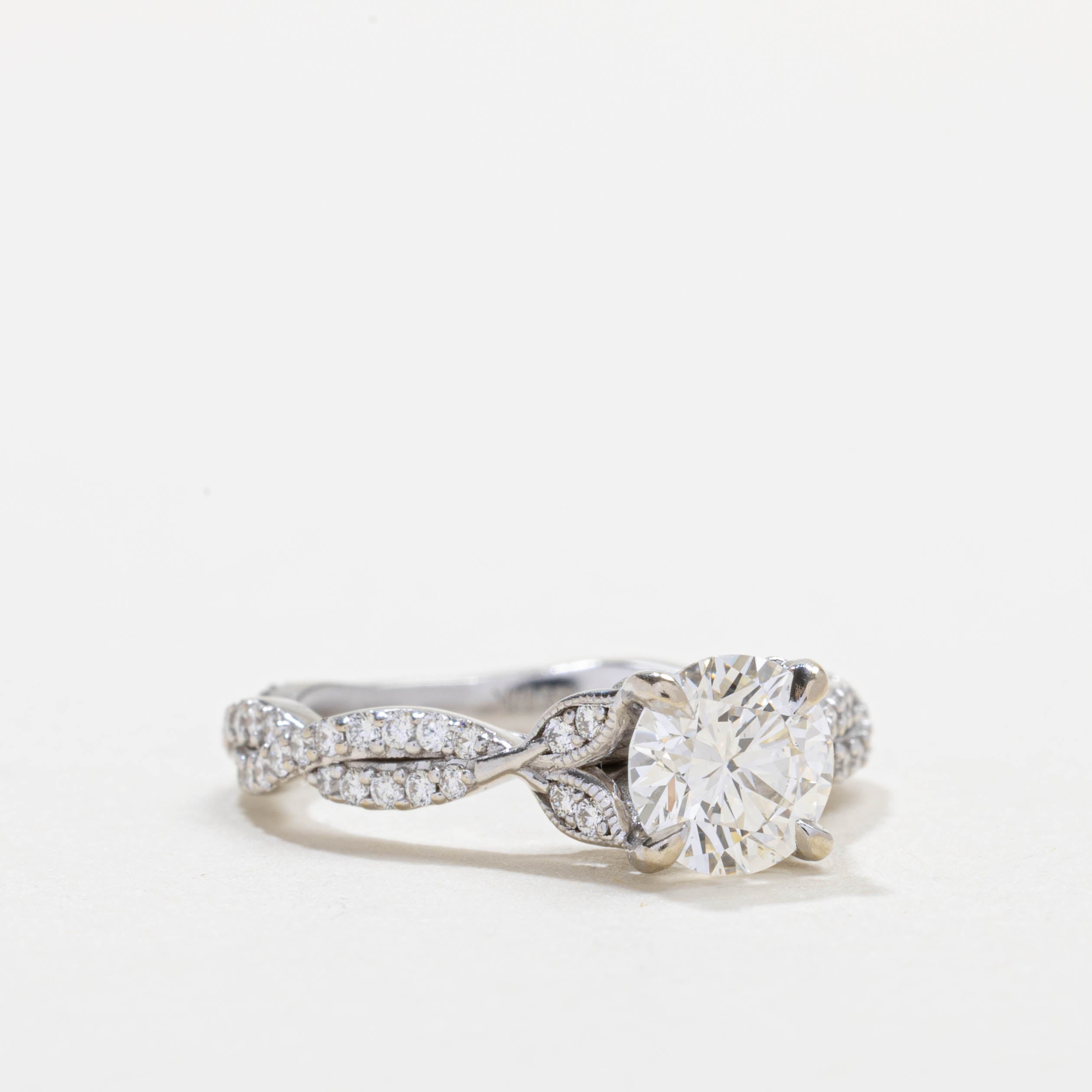19K Diamond Milgrain Crossover Ring | 1.14 SI2 J/K, 0.30ctw | SZ 4.25