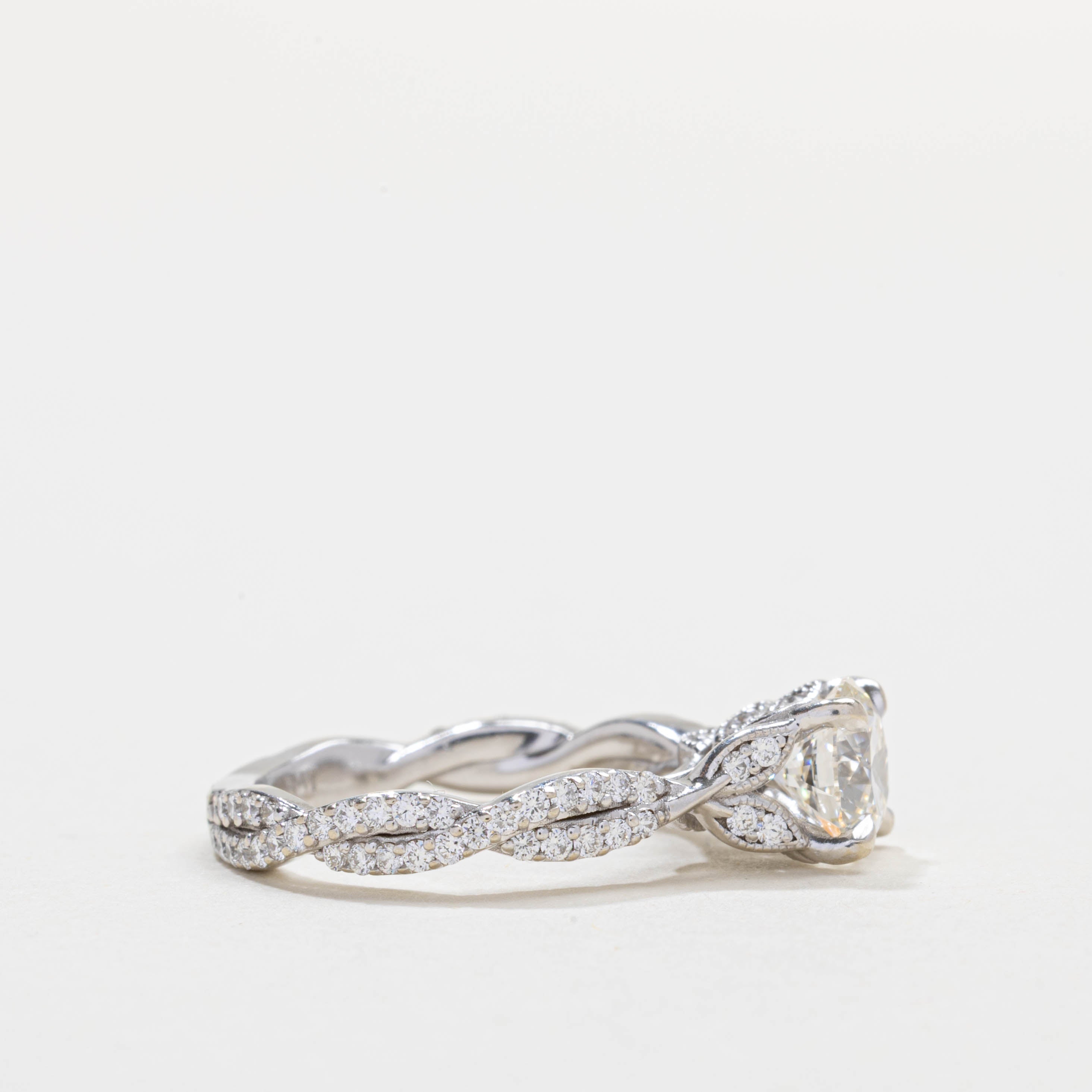 19K Diamond Milgrain Crossover Ring | 1.14 SI2 J/K, 0.30ctw | SZ 4.25