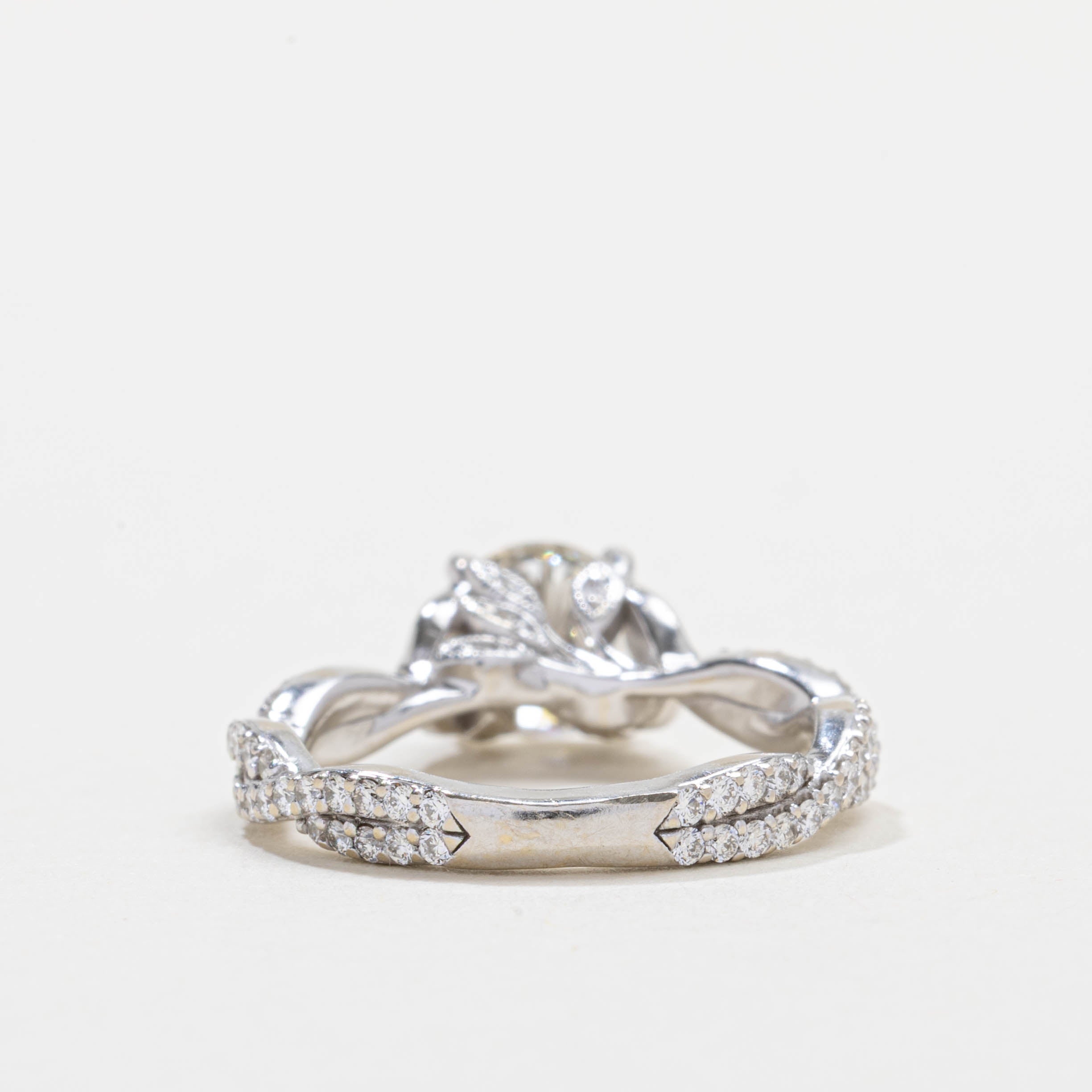 19K Diamond Milgrain Crossover Ring | 1.14 SI2 J/K, 0.30ctw | SZ 4.25