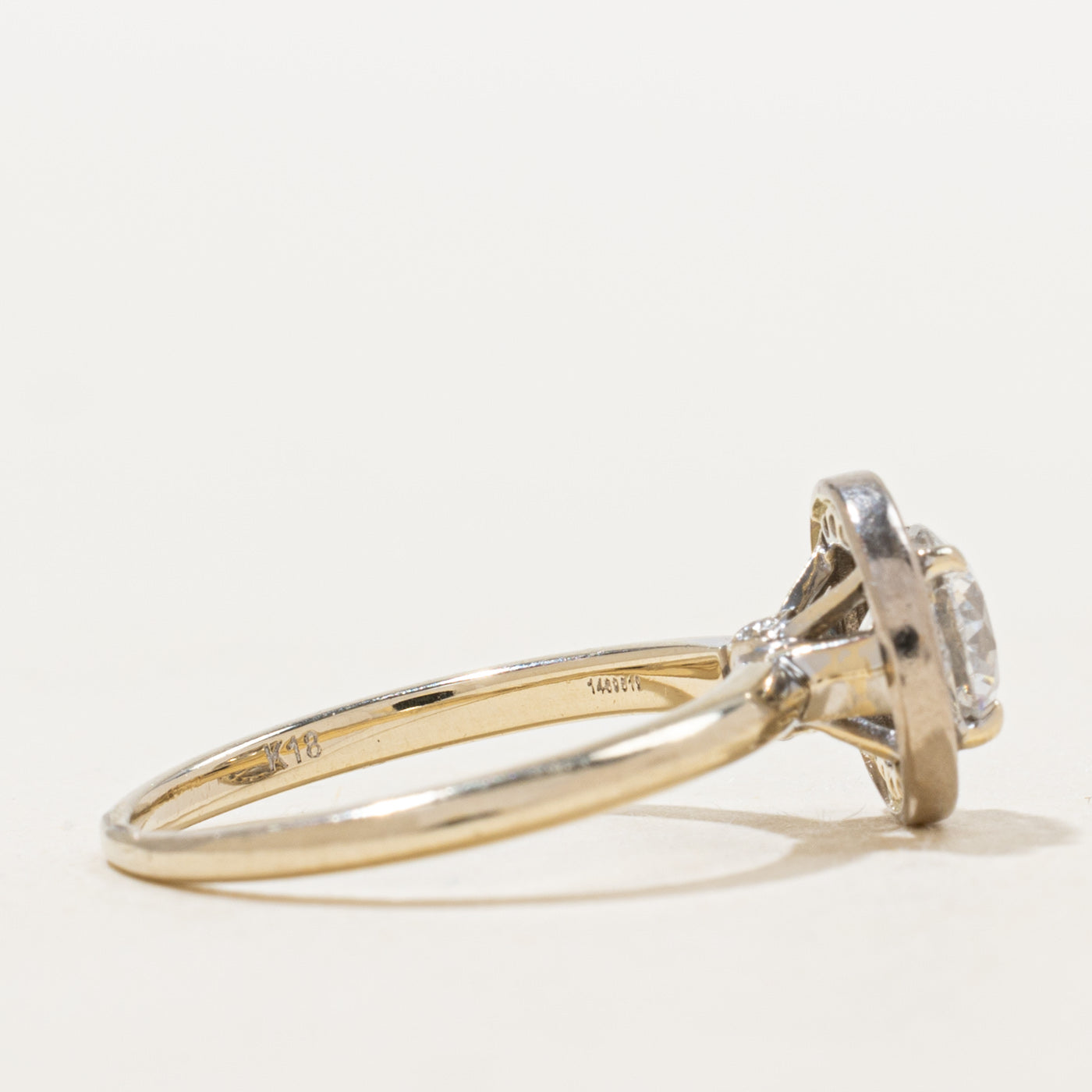 GIA Diamond Halo Engagement Ring | 0.80ct SI1 F Ex, 0.22ctw | SZ 5.25