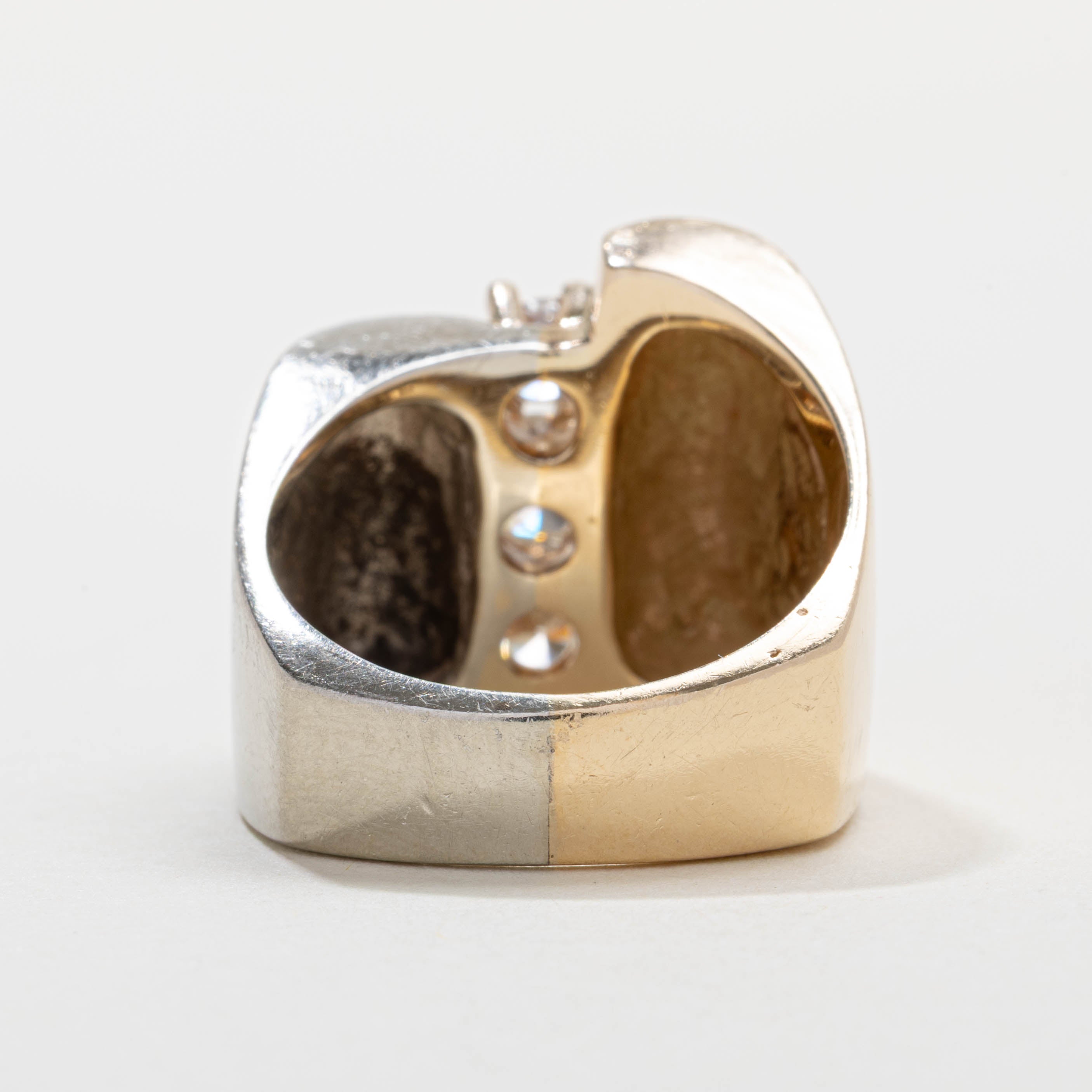 14K Two Tone Gold Three Stone Diamond Abstract Ring | 2.04ctw | SZ 10.5