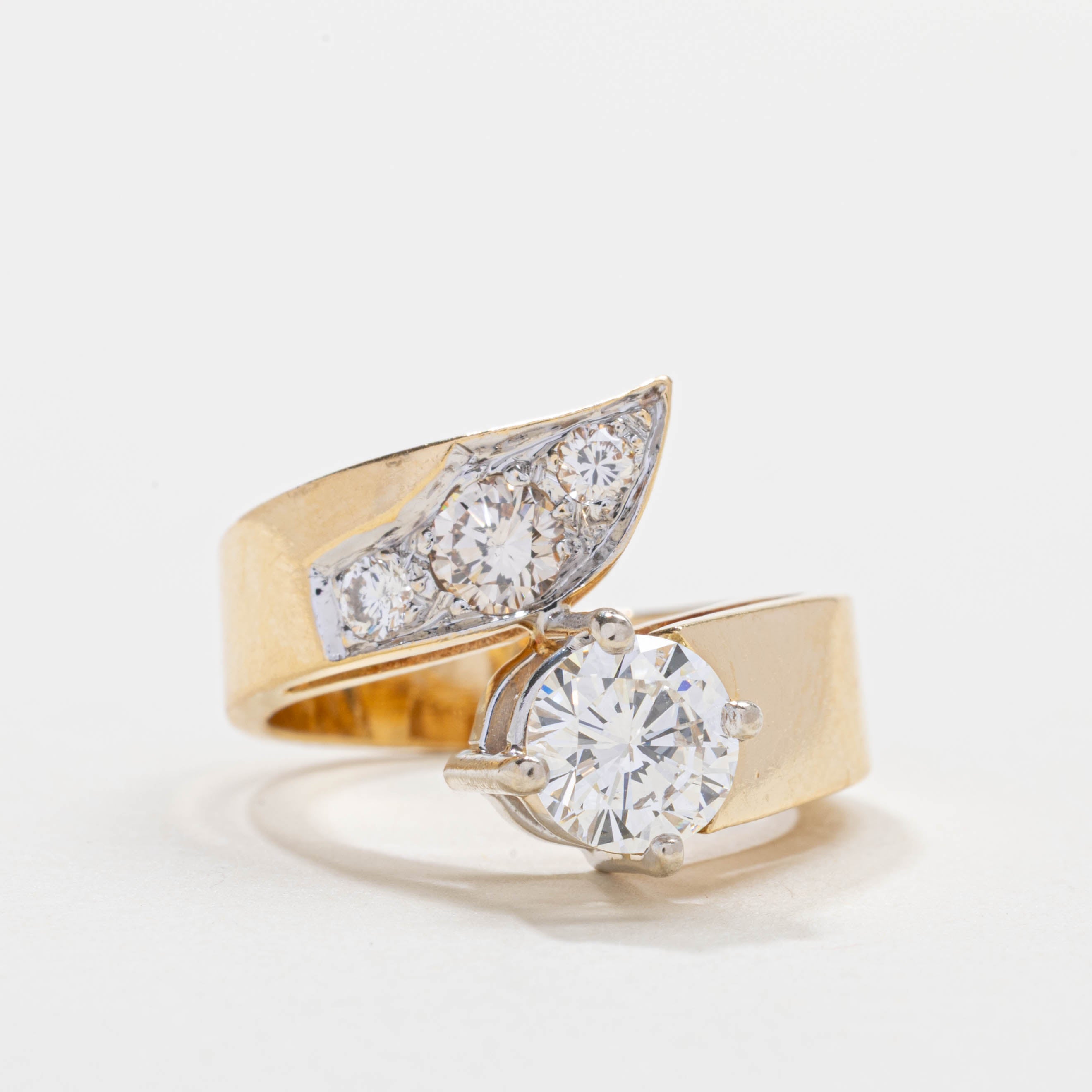 18K Diamond Abstract Bypass Ring | 1.0ct SI1 I/J, 0.30ctw | SZ 5.75