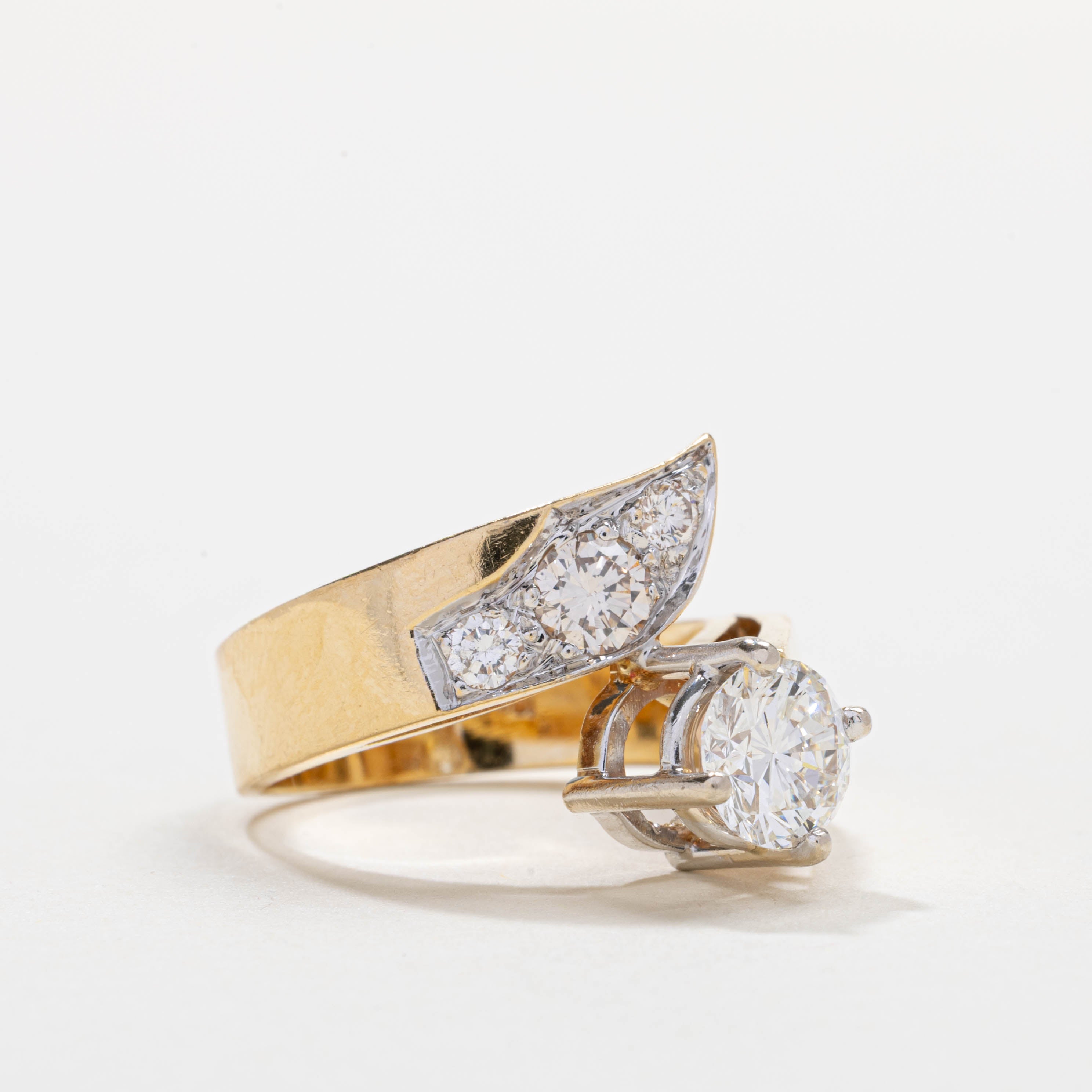 18K Diamond Abstract Bypass Ring | 1.0ct SI1 I/J, 0.30ctw | SZ 5.75