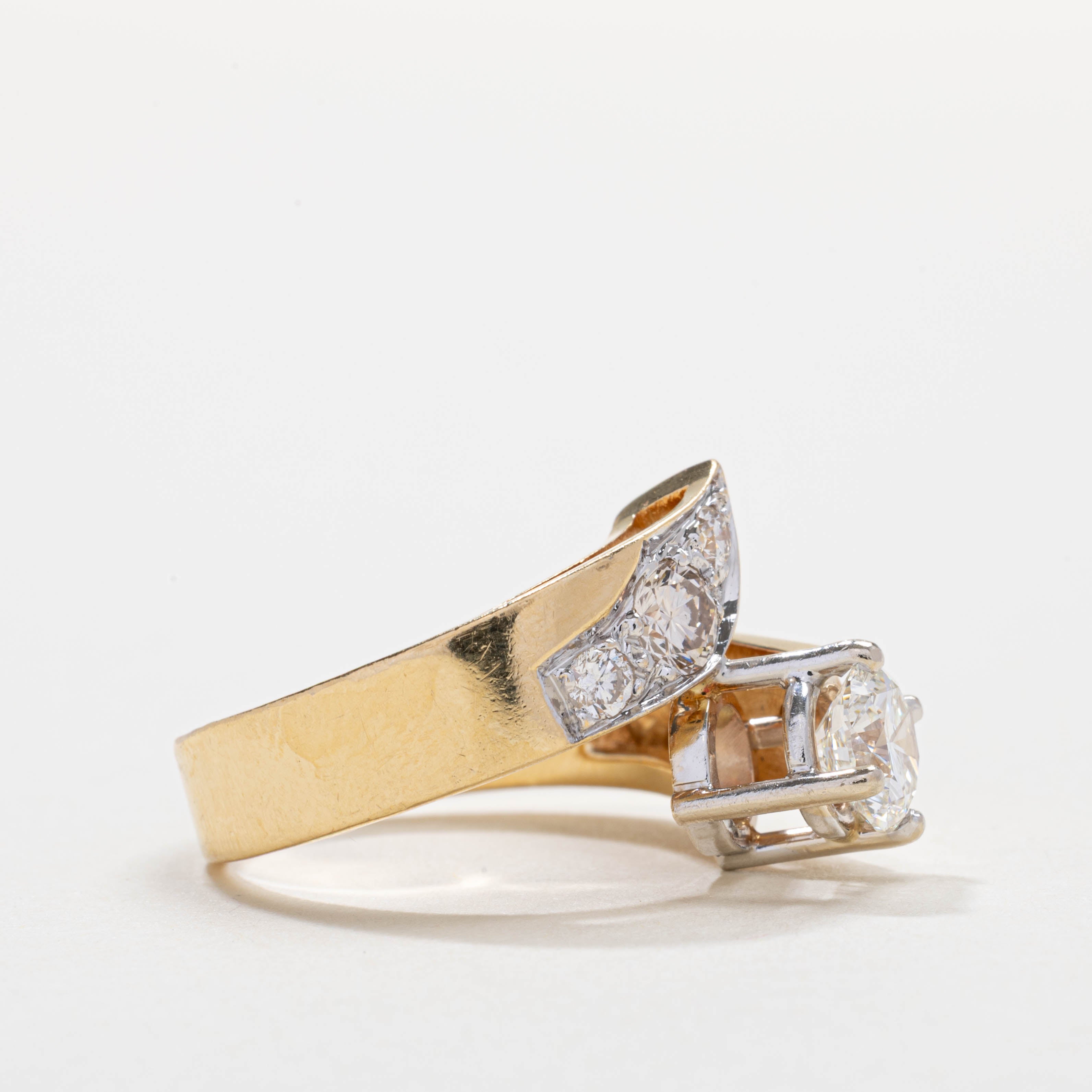 18K Diamond Abstract Bypass Ring | 1.0ct SI1 I/J, 0.30ctw | SZ 5.75