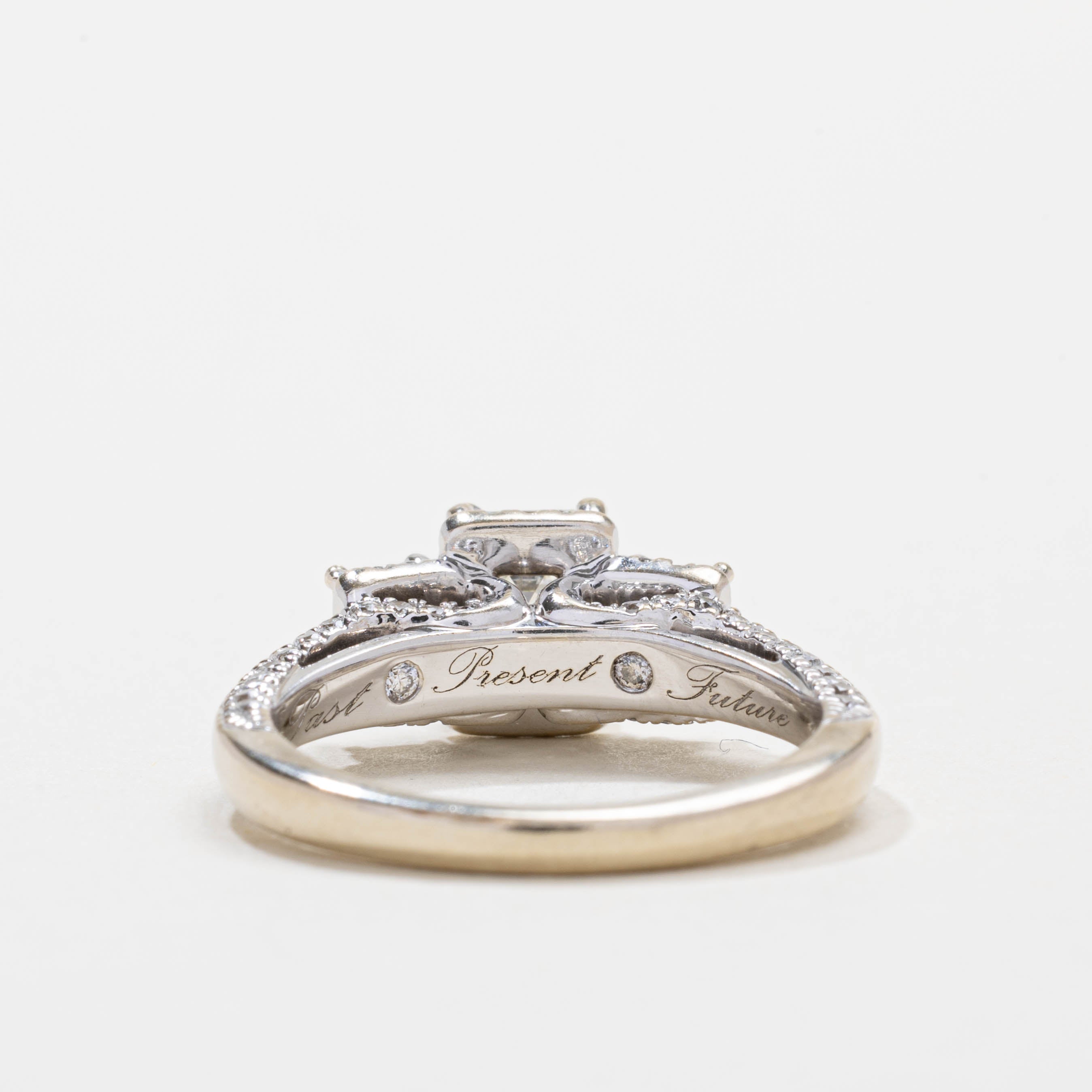 Three Stone Emerald Cut Diamond Halo Ring | 1.62ctw | SZ 7.0