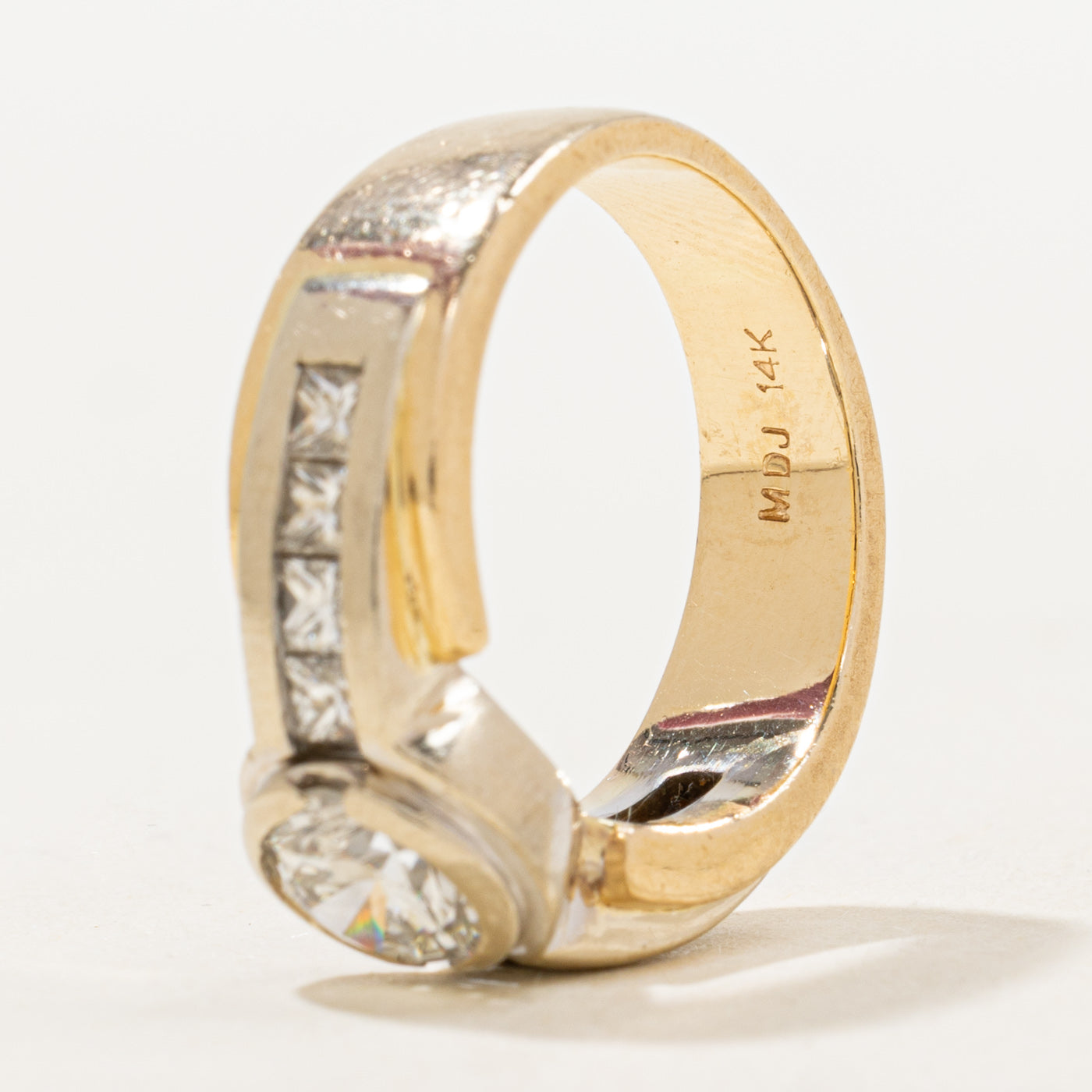 Bezel Set Diamond Chunky Engagement Ring | 0.96ct SI1 H/I, 0.80ctw | SZ 5.5