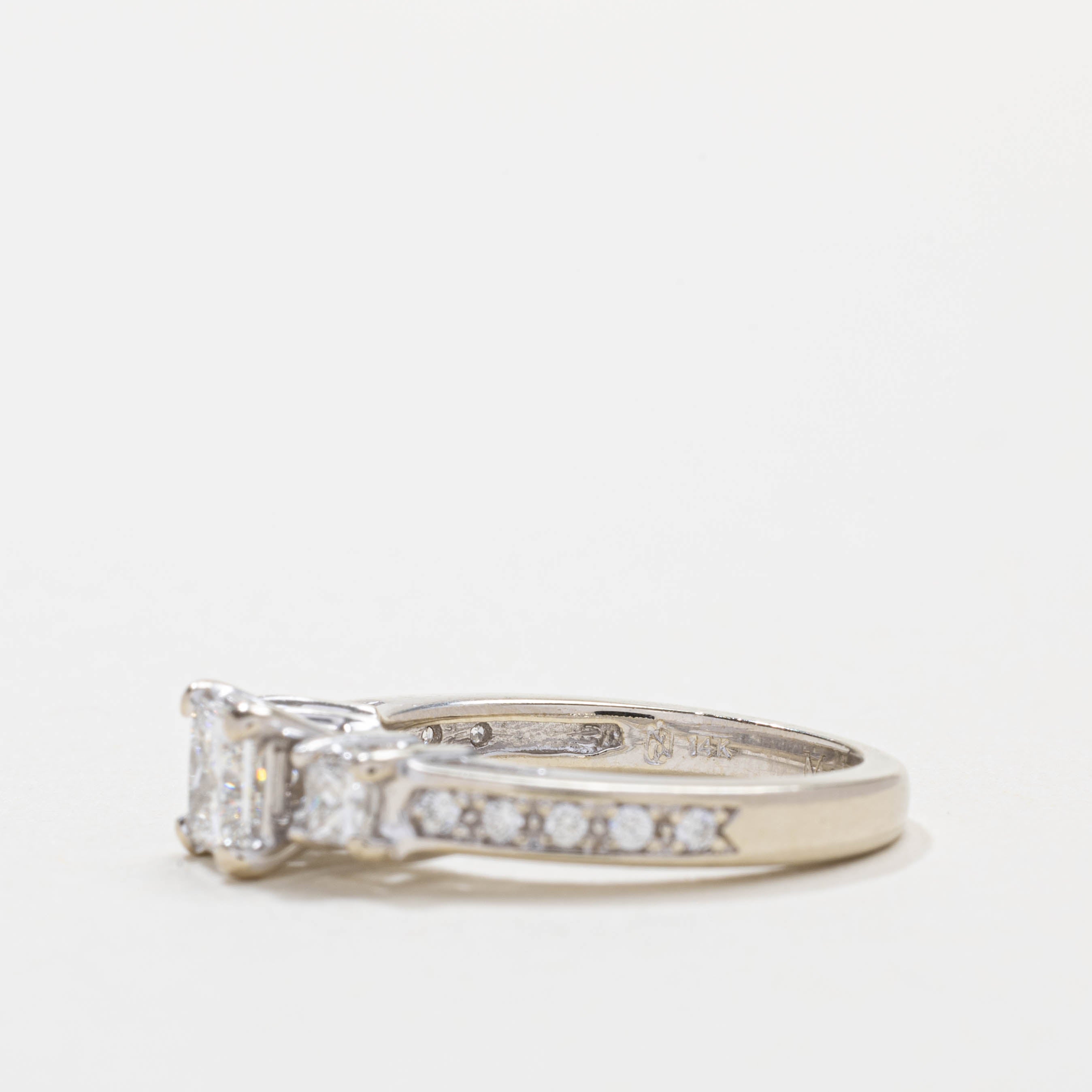 GIA Three Stone Princess Cut Diamond Ring | 0.54ct IF E, 0.41ctw | SZ 4.25