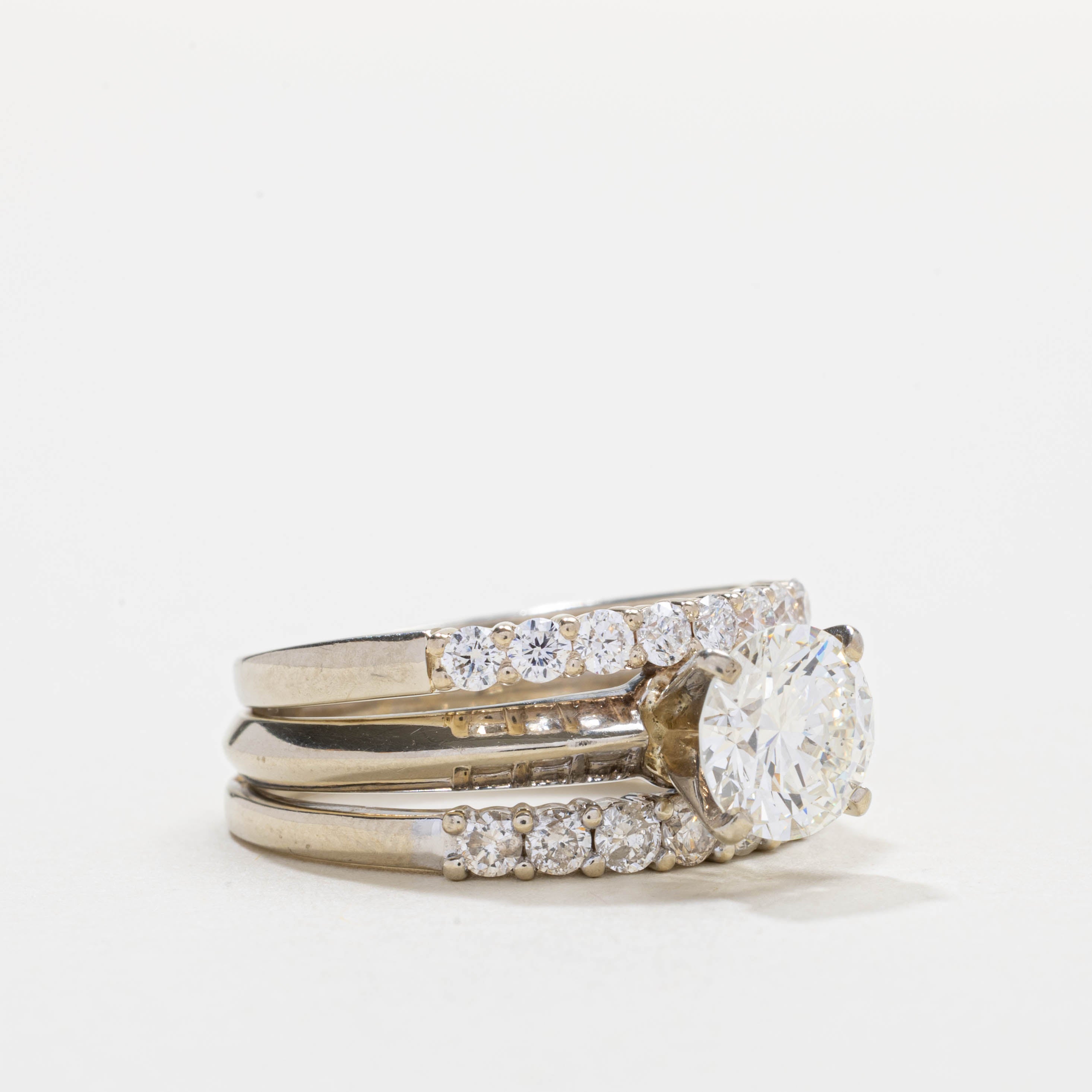 18K Diamond Soldered Wedding Ring Set | 1.54ct VS2 I, 0.56ctw | SZ 7.25