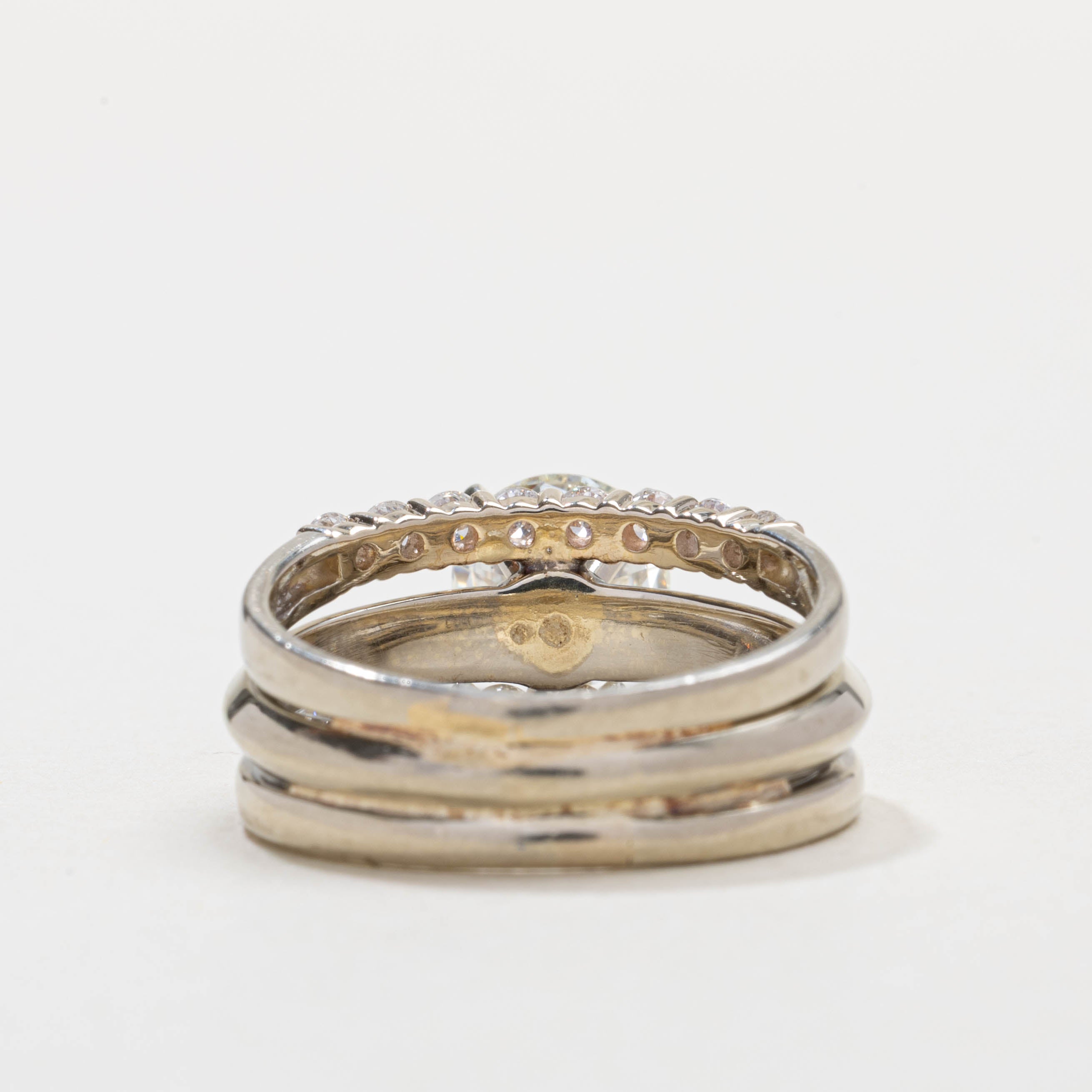 18K Diamond Soldered Wedding Ring Set | 1.54ct VS2 I, 0.56ctw | SZ 7.25