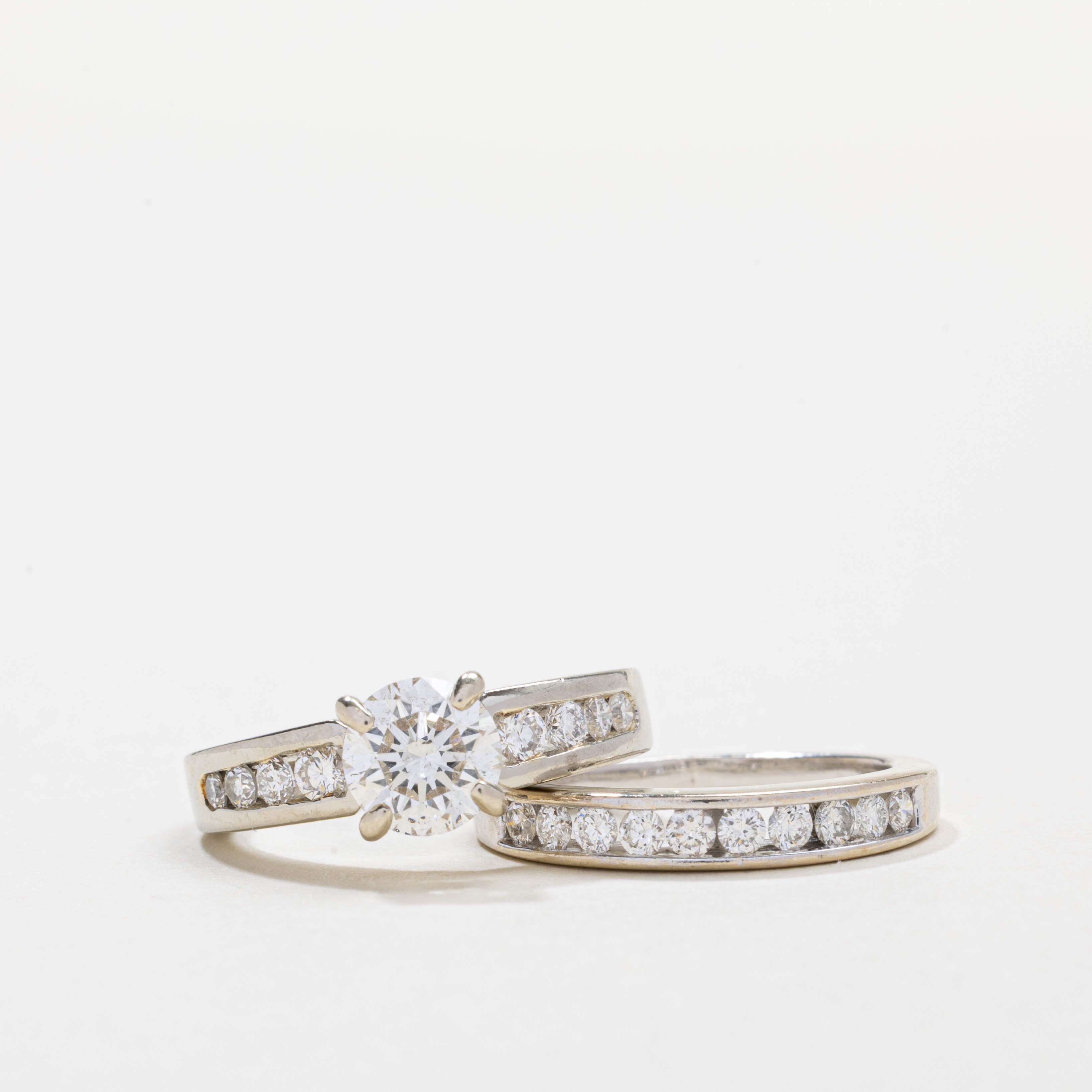 14K White Gold Diamond Wedding Ring Set | 1.06ct SI2 H, 0.65ctw | SZ 5.75