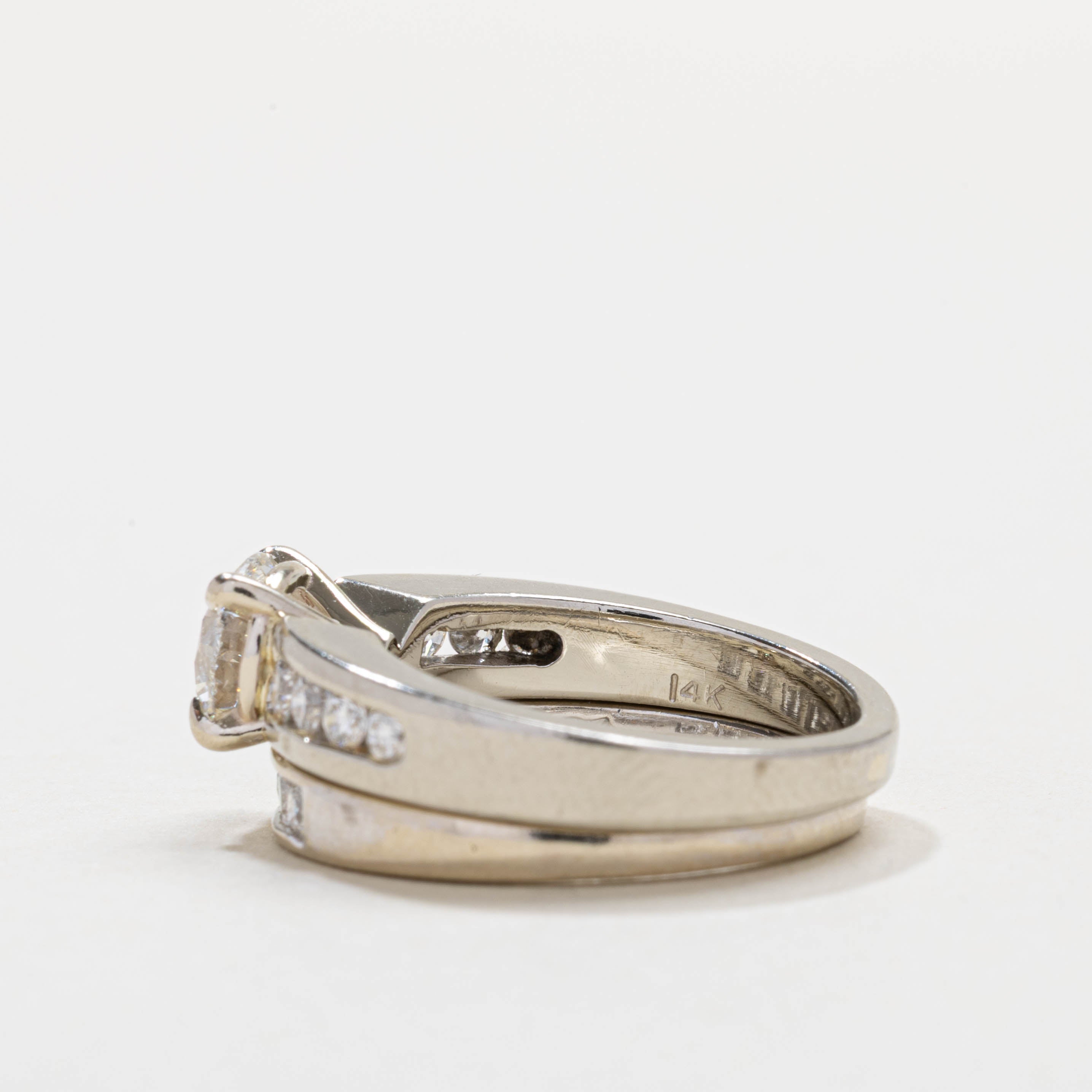 14K White Gold Diamond Wedding Ring Set | 1.06ct SI2 H, 0.65ctw | SZ 5.75