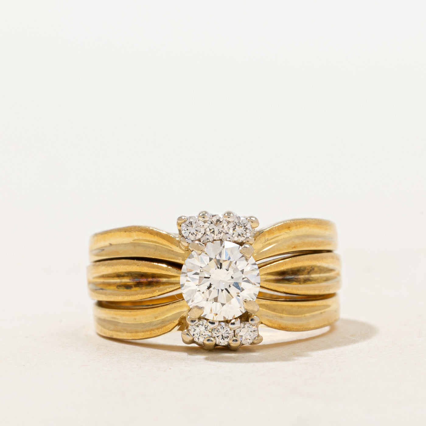 Diamond Soldered Wedding Ring Set | 0.82ctw | SZ 5.25