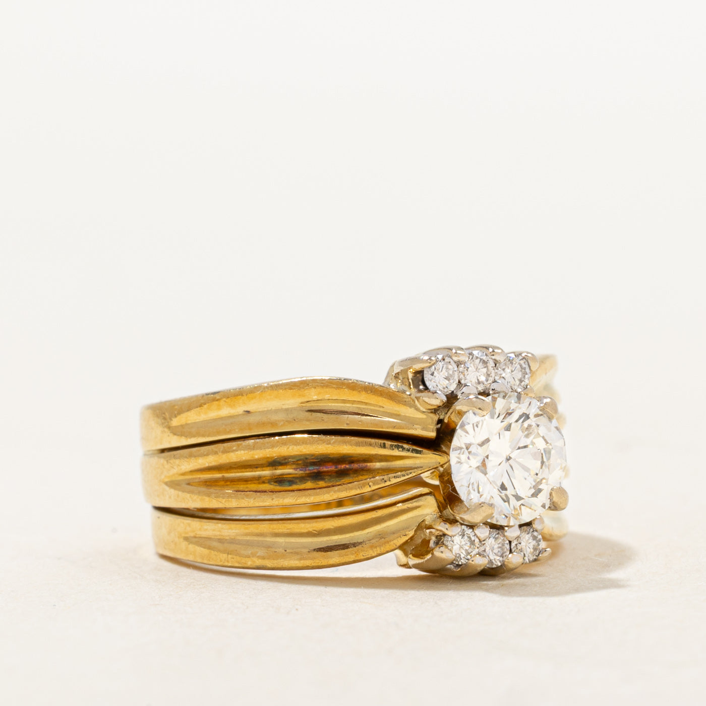 Diamond Soldered Wedding Ring Set | 0.82ctw | SZ 5.25