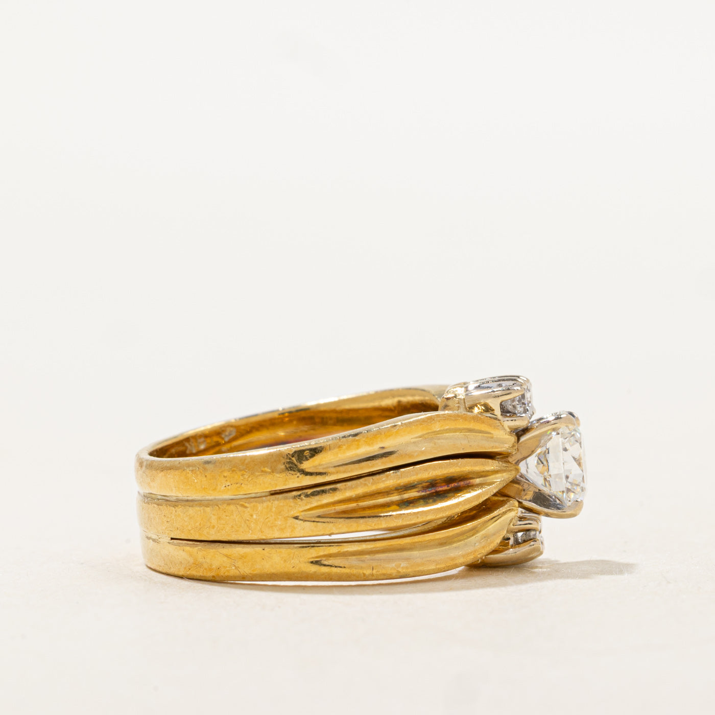 Diamond Soldered Wedding Ring Set | 0.82ctw | SZ 5.25