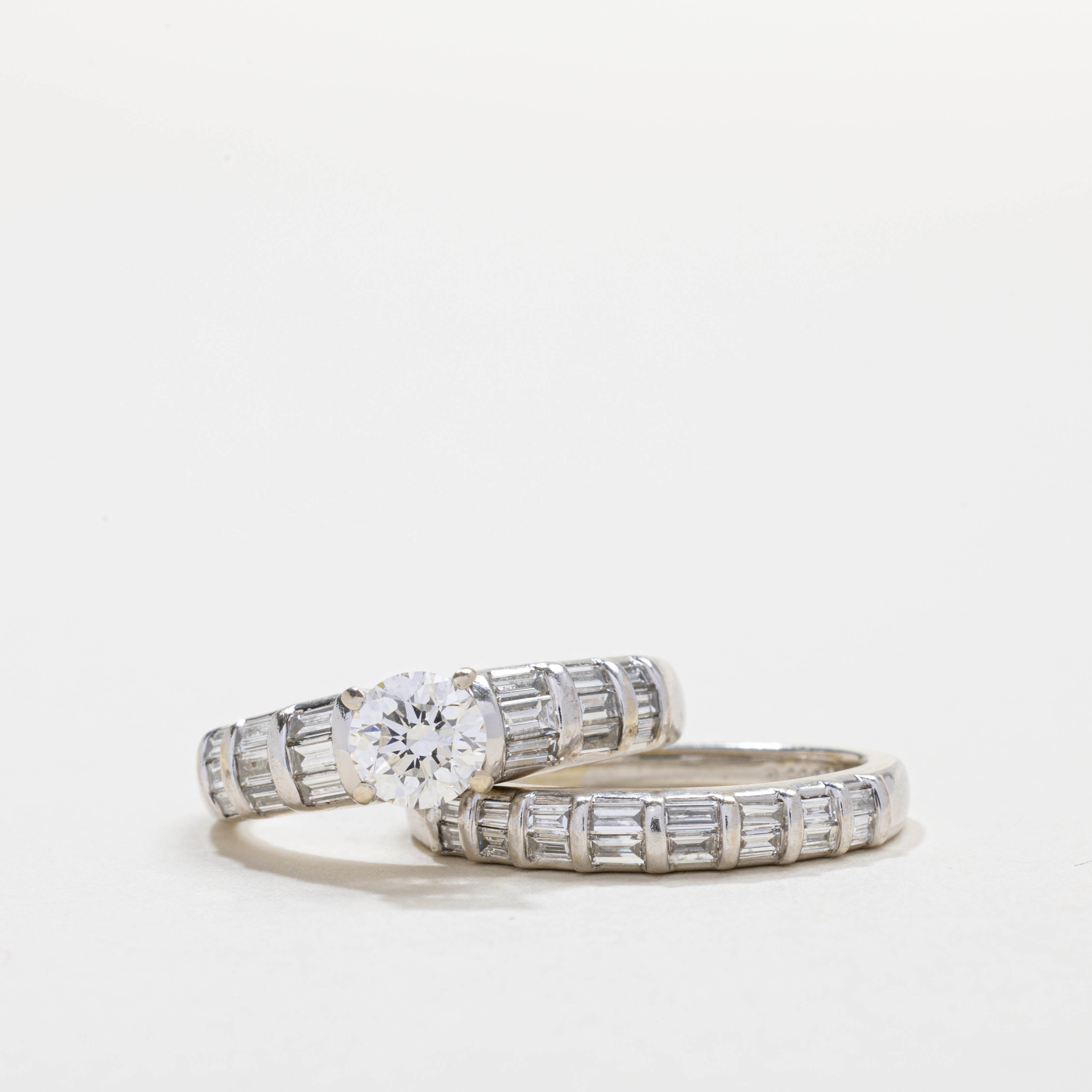 14K White Gold Diamond Wedding Ring Set | 0.59ct VS2/SI1 H/I, 0.81ctw | SZ 4.75