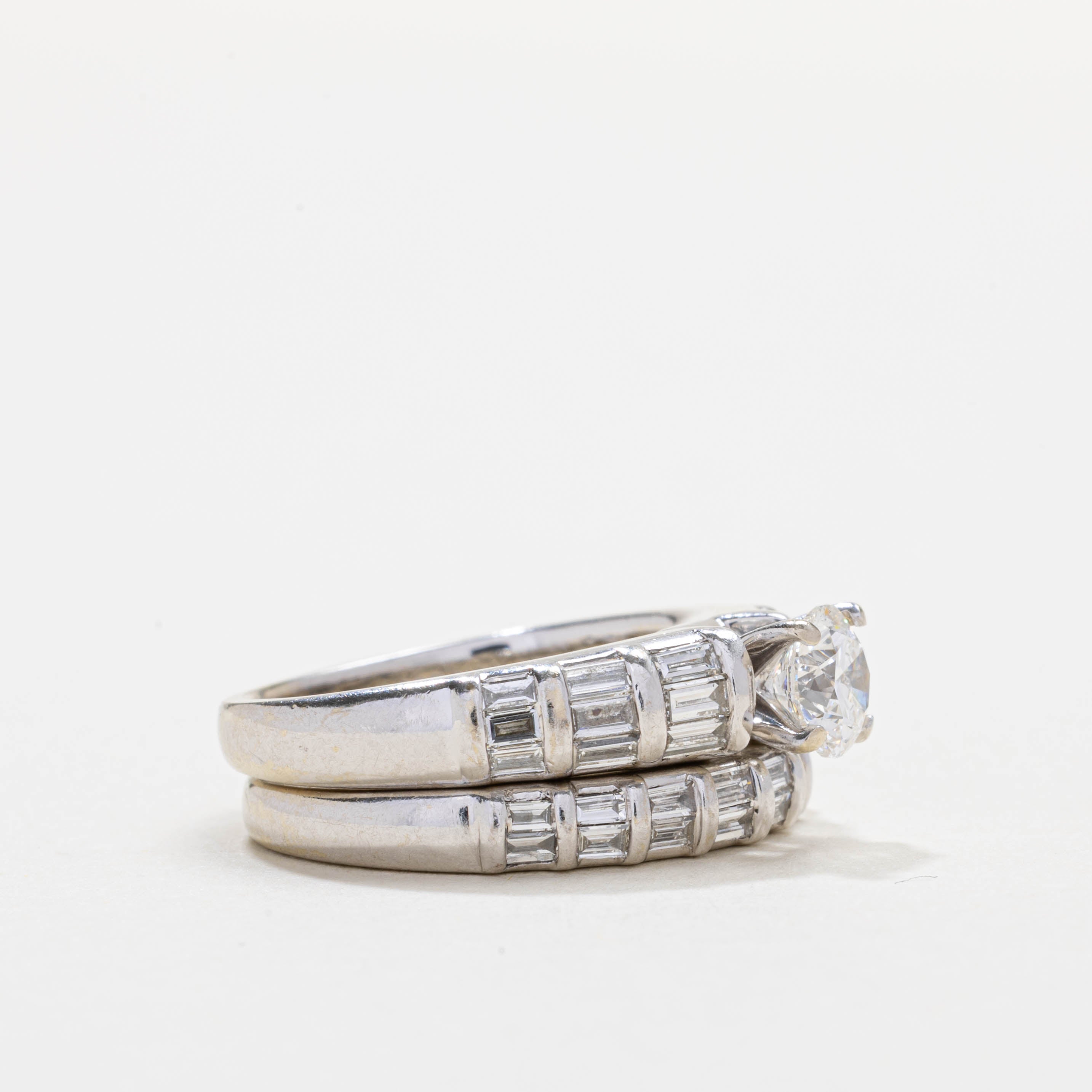 14K White Gold Diamond Wedding Ring Set | 0.59ct VS2/SI1 H/I, 0.81ctw | SZ 4.75