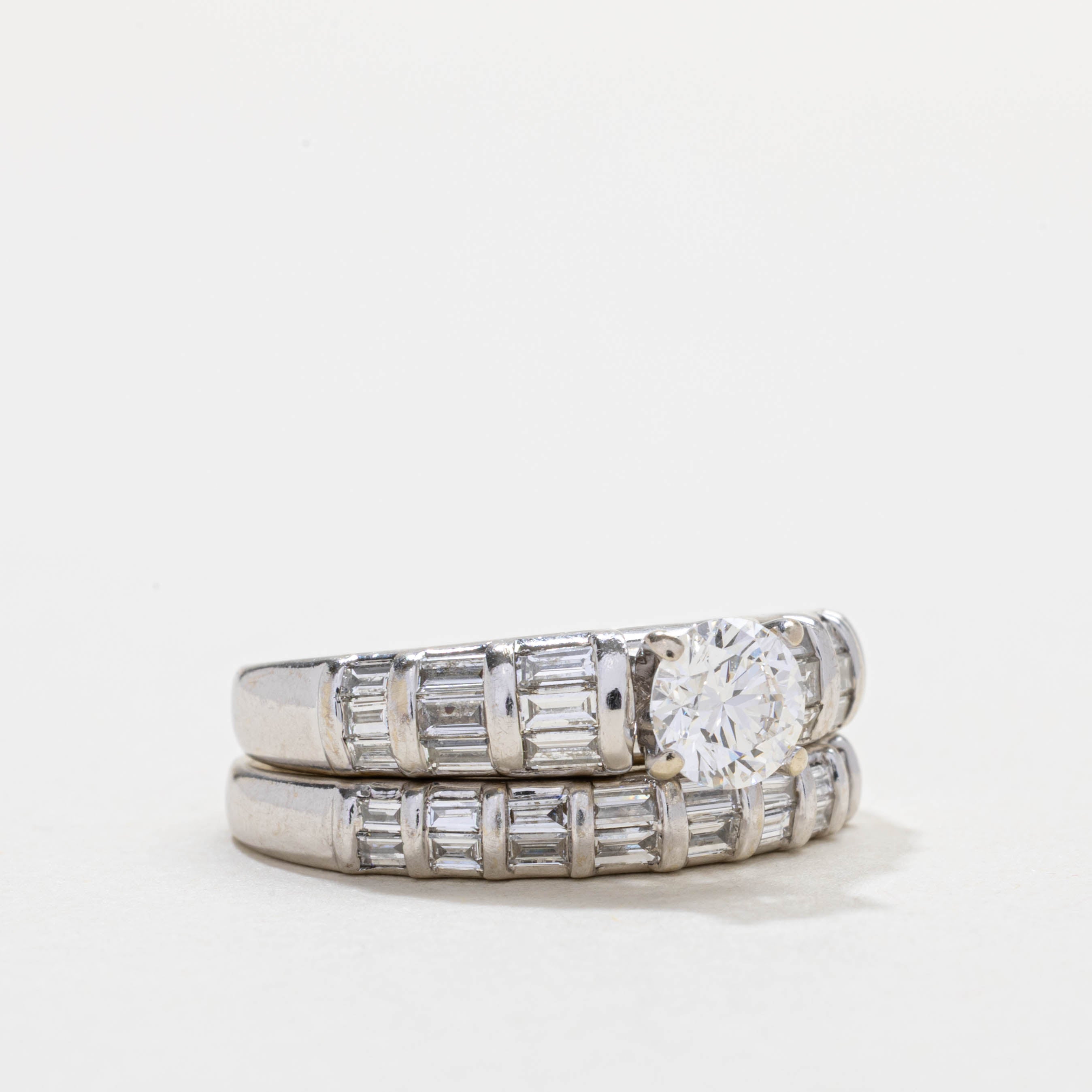 14K White Gold Diamond Wedding Ring Set | 0.59ct VS2/SI1 H/I, 0.81ctw | SZ 4.75