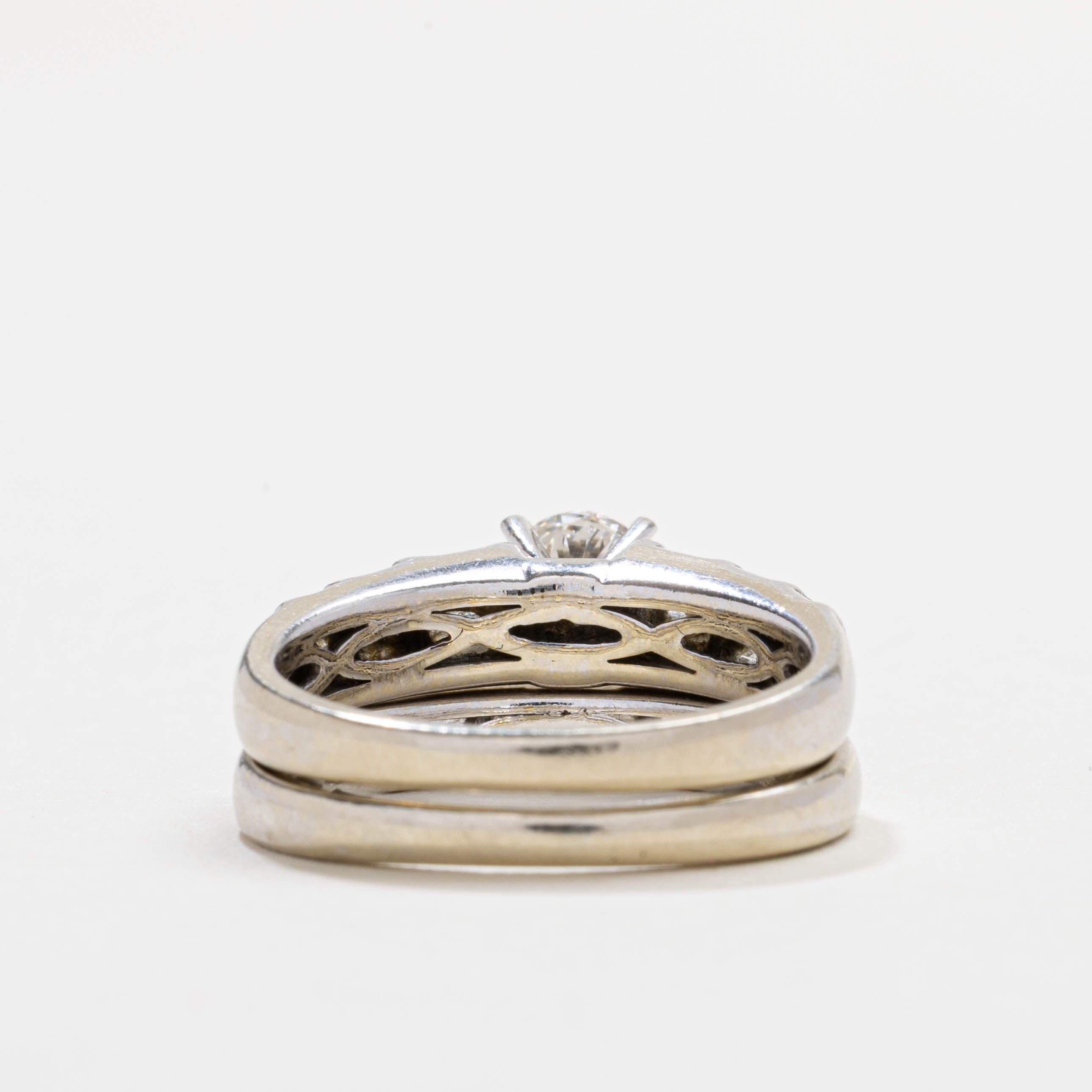 14K White Gold Diamond Wedding Ring Set | 0.59ct VS2/SI1 H/I, 0.81ctw | SZ 4.75