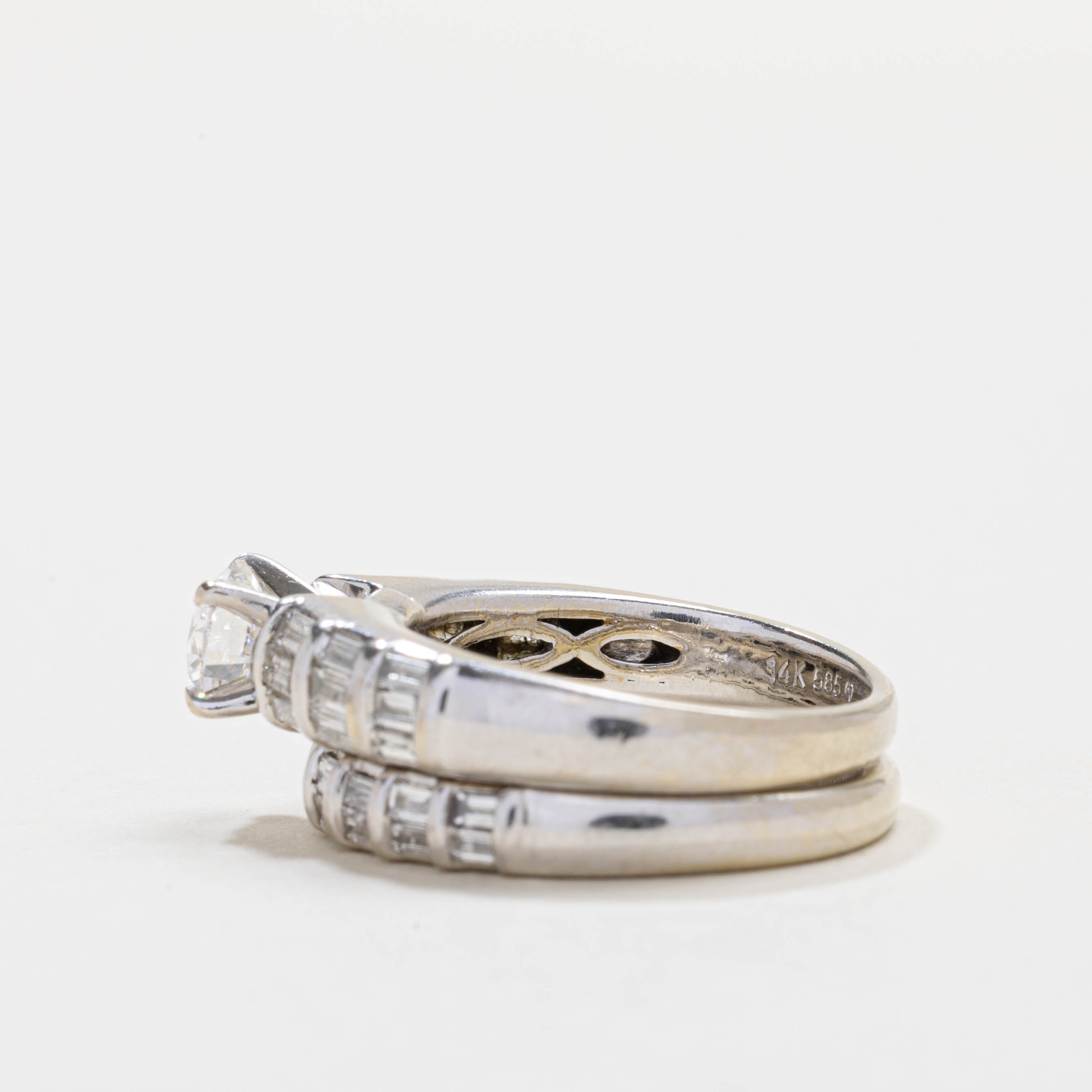 14K White Gold Diamond Wedding Ring Set | 0.59ct VS2/SI1 H/I, 0.81ctw | SZ 4.75