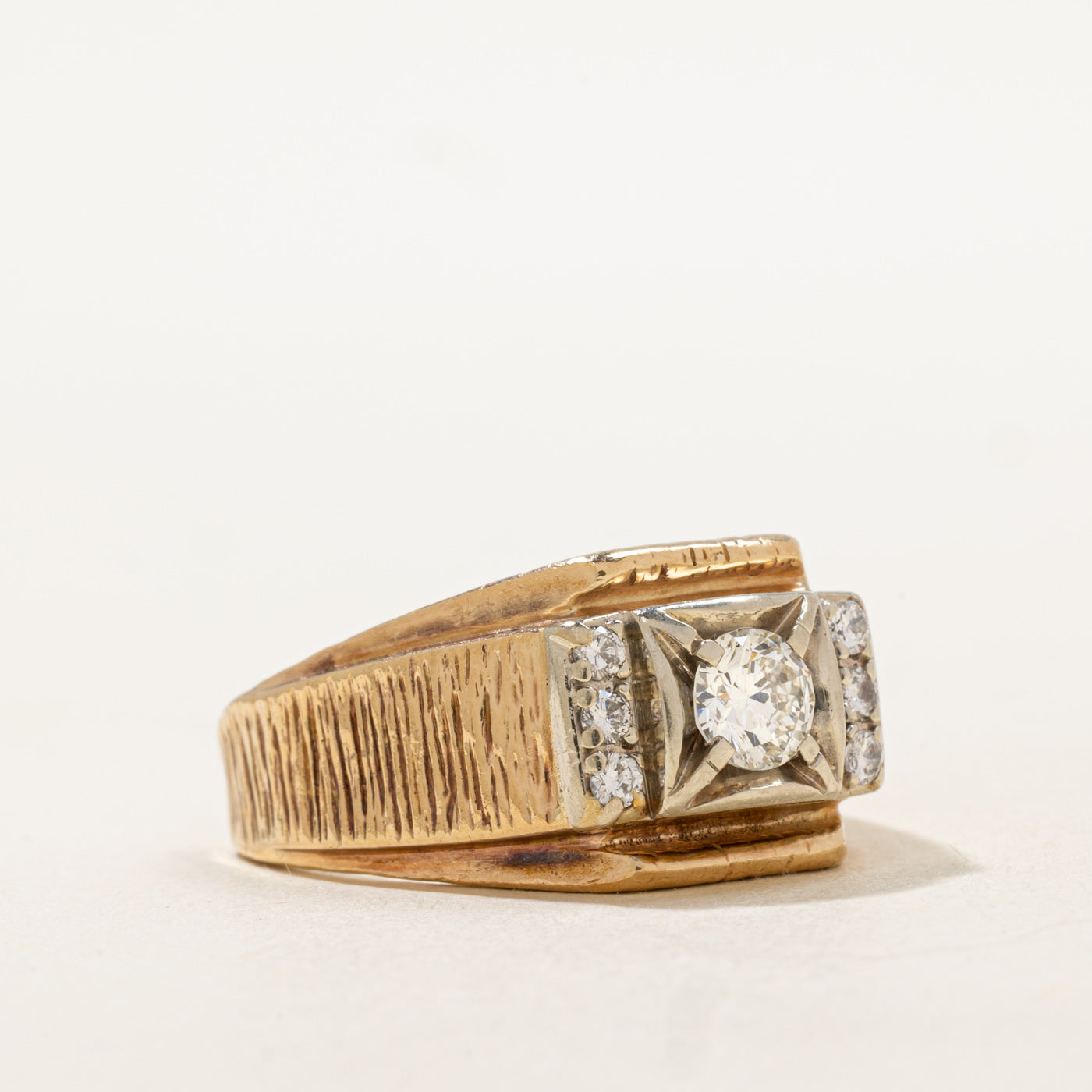 Diamond Textured Chunky Ring | 0.83ctw | SZ 10