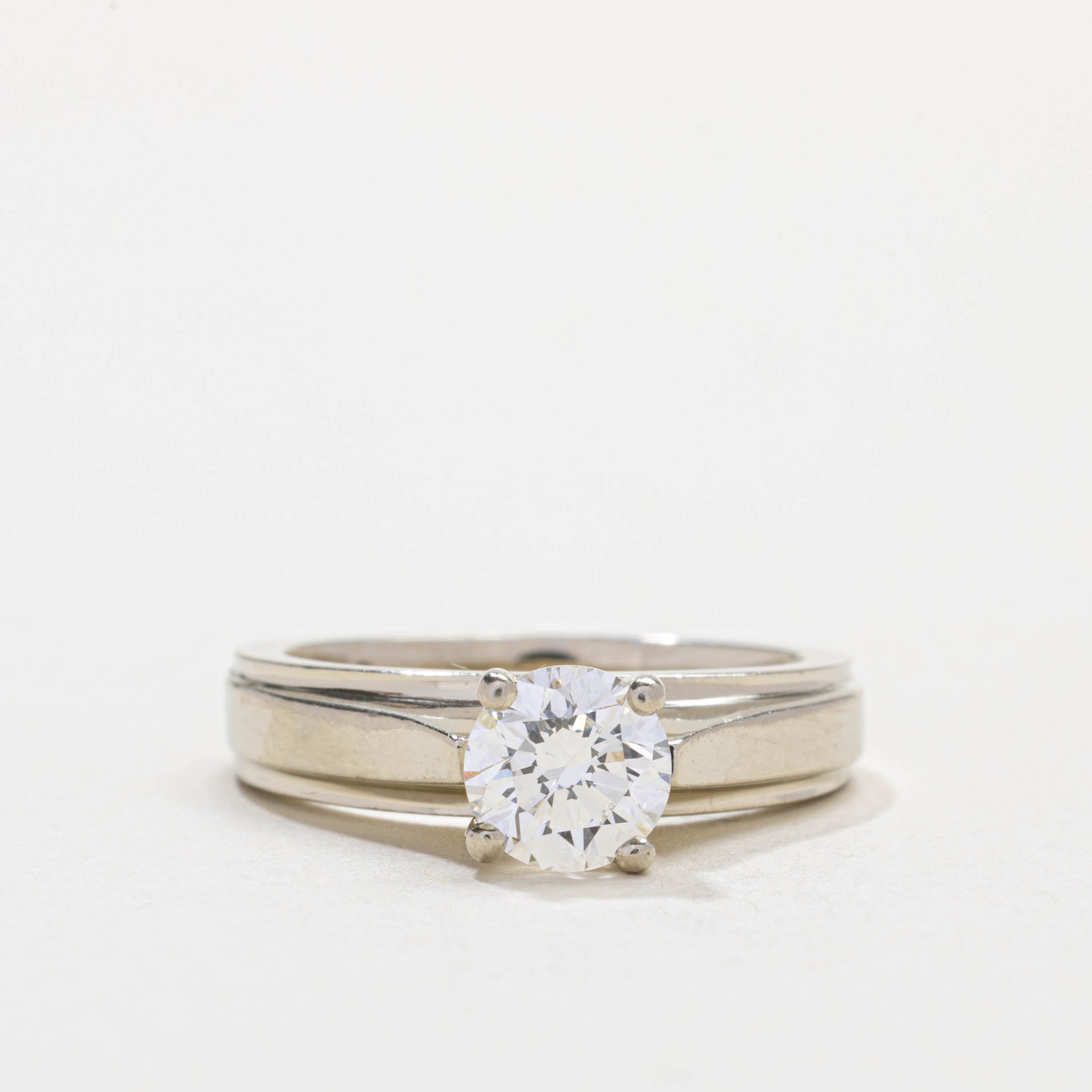 18K Solitaire Diamond Grooved Ring | 0.76ct VS2 G/H | SZ 5.0