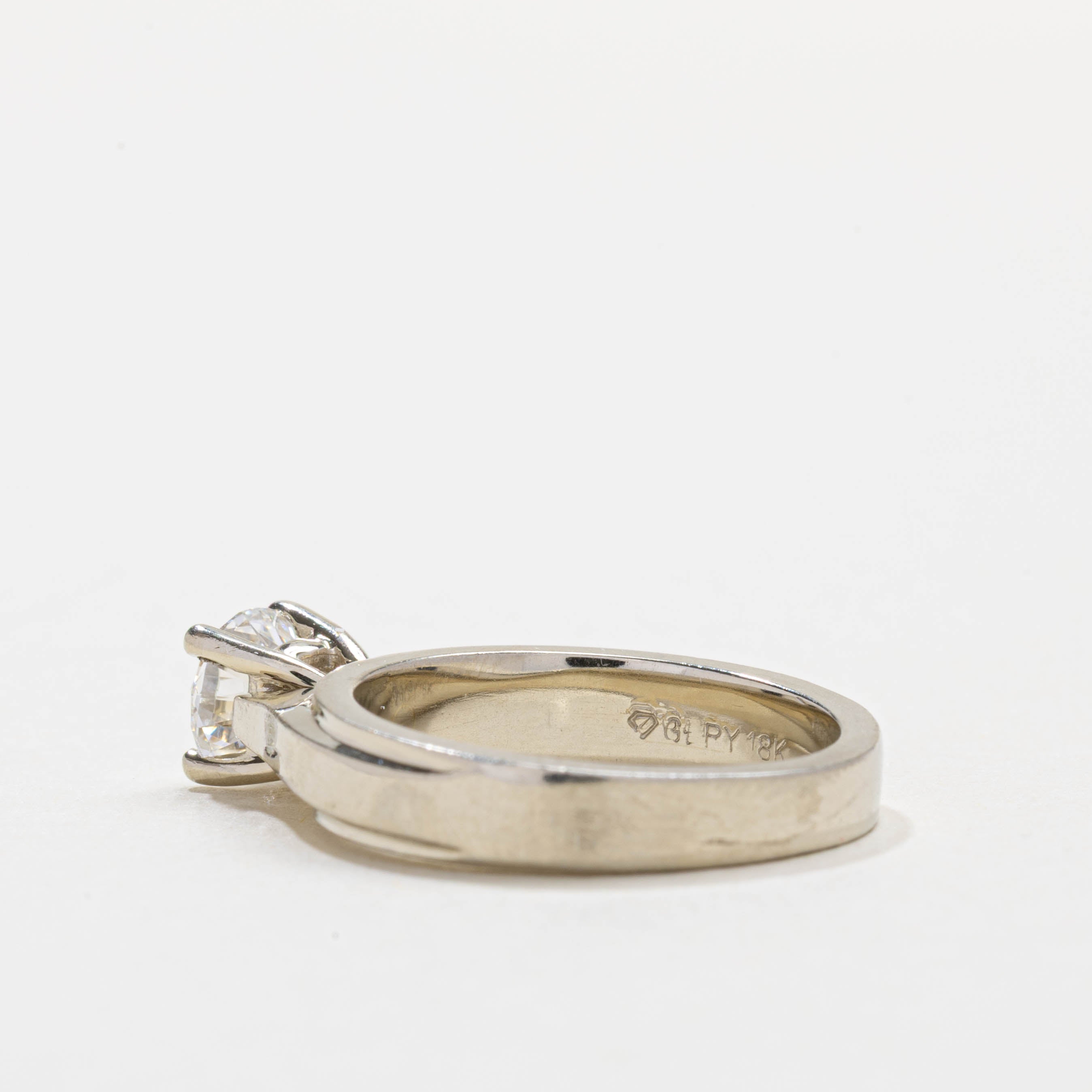 Bague solitaire en or 18 carats sertie d'un diamant rainuré | 0,76 ct VS2 G/H | Taille 5,0