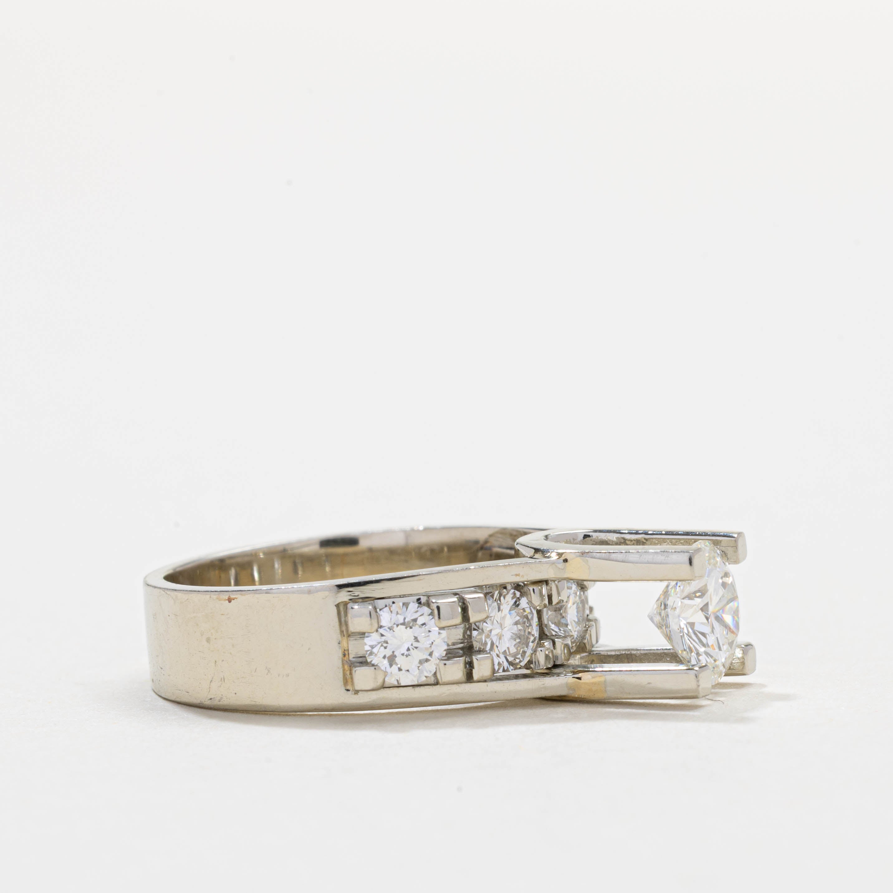 19K High Set Diamond Accented Chunky Ring | 0.84ct VS1 H, 0.73ctw | SZ 4.75