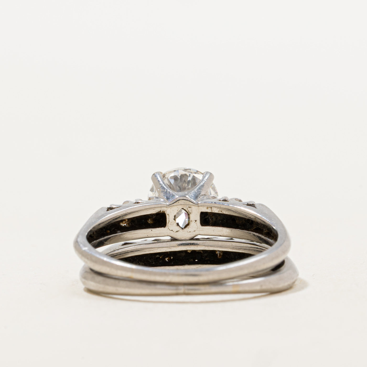 Art Deco Platinum Diamond Engagement Ring & Band, c. 1920s| 1.15ct SI1 G/H, 0.27ctw | SZ 6