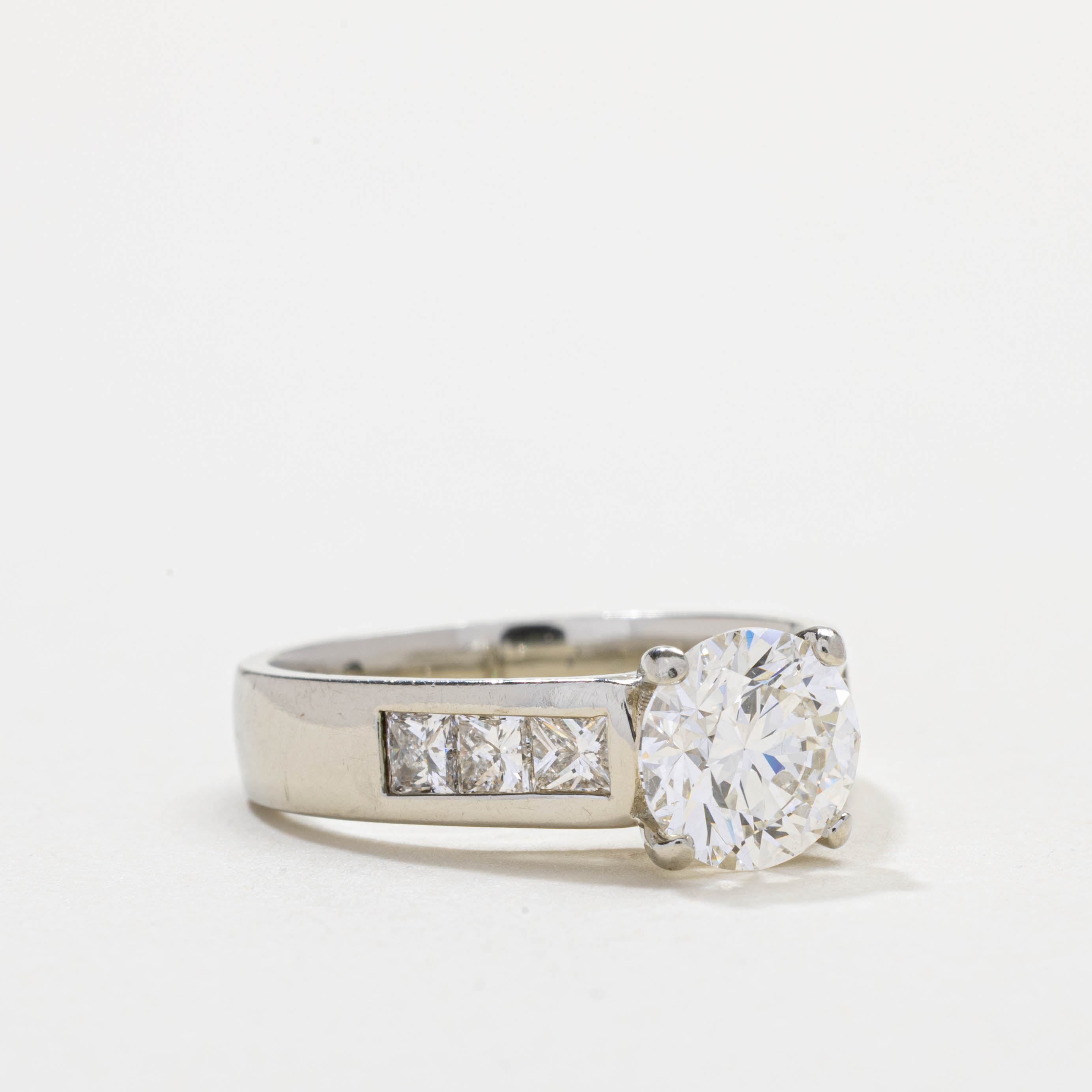 19K White Gold Diamond Accented Ring | 1.54ct SI2 G/H, 0.60ctw | SZ 5.5