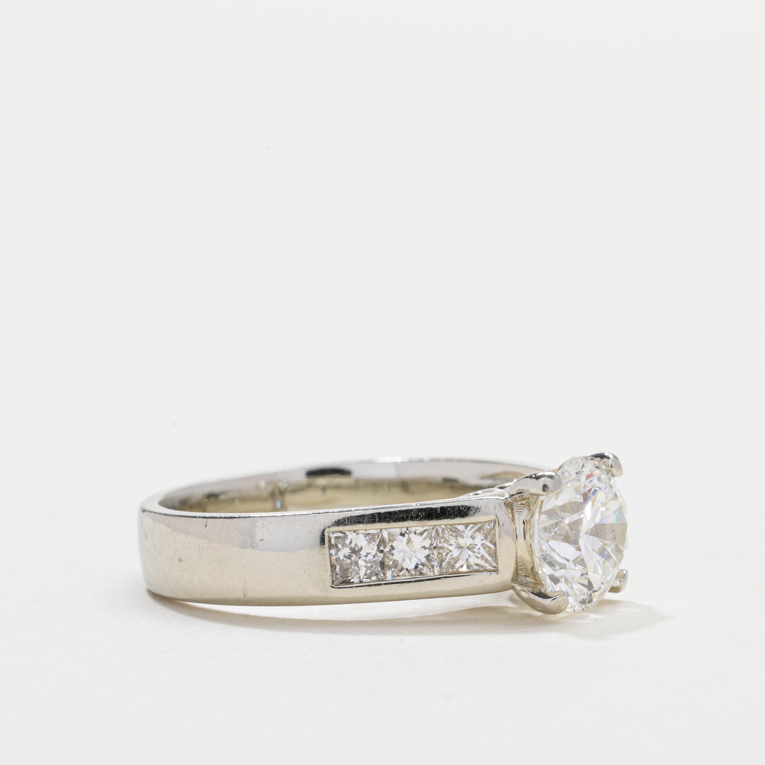 19K White Gold Diamond Accented Ring | 1.54ct SI2 G/H, 0.60ctw | SZ 5.5
