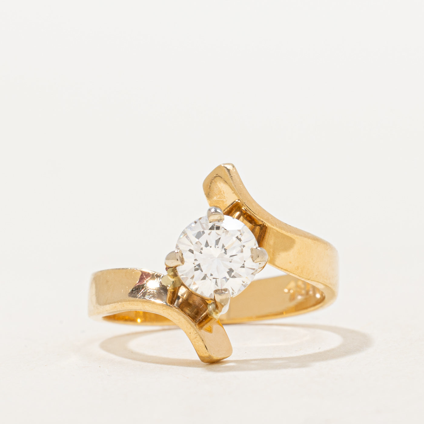 Diamond Bypass Engagement Ring | 0.72ct SI1 GF/G | SZ 4.75